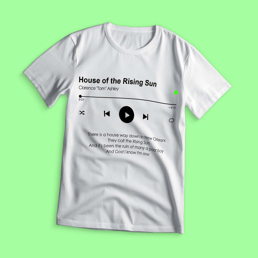 Custom Music T-shirt Personalized Your Favorite Song T-Shirt Music Player - MyPhotoBoxerUk