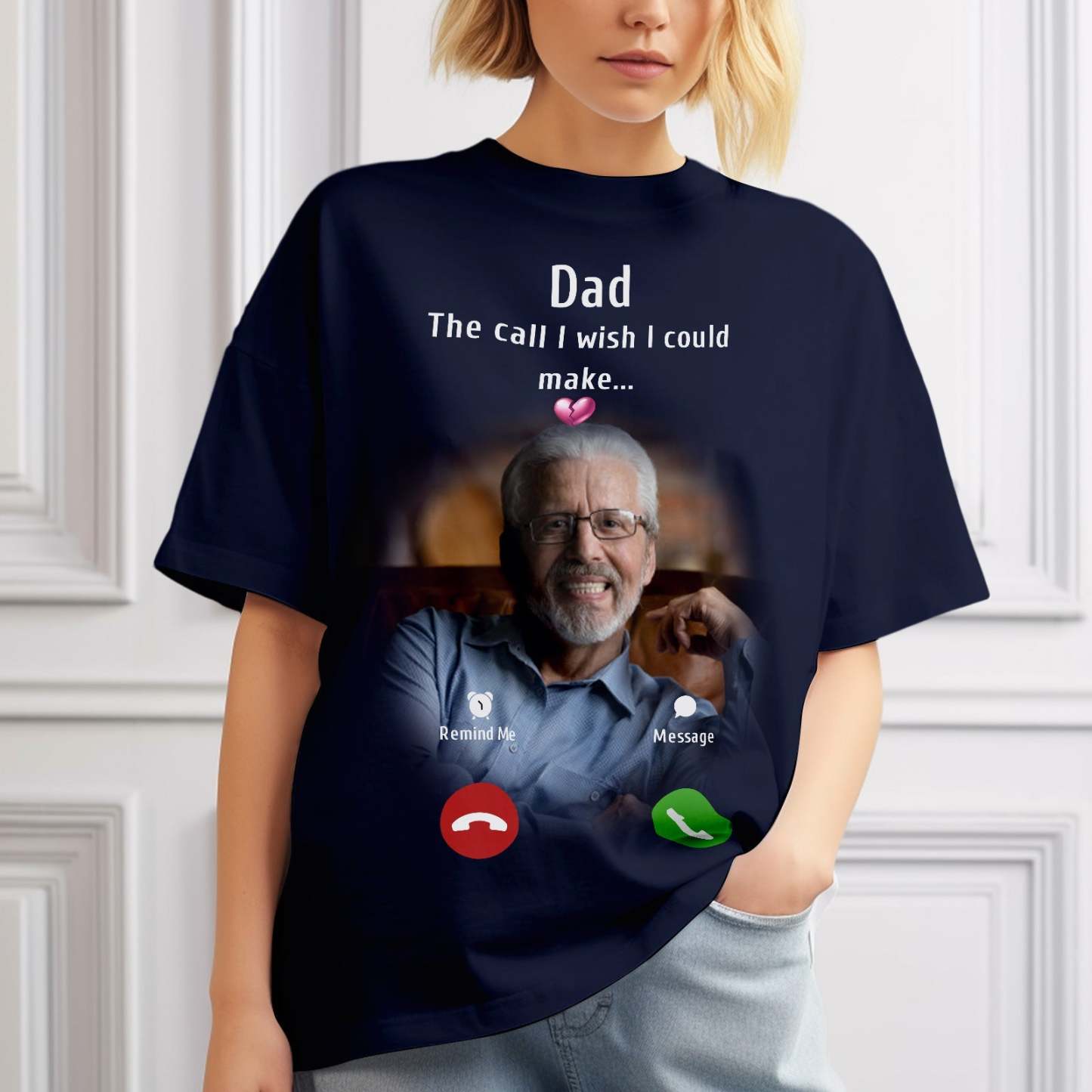 Custom Photo Memorial Mom T-shirt Memorial Gift Idea Personalized Shirt The Call I Wish I Could Make - MyPhotoBoxerUk