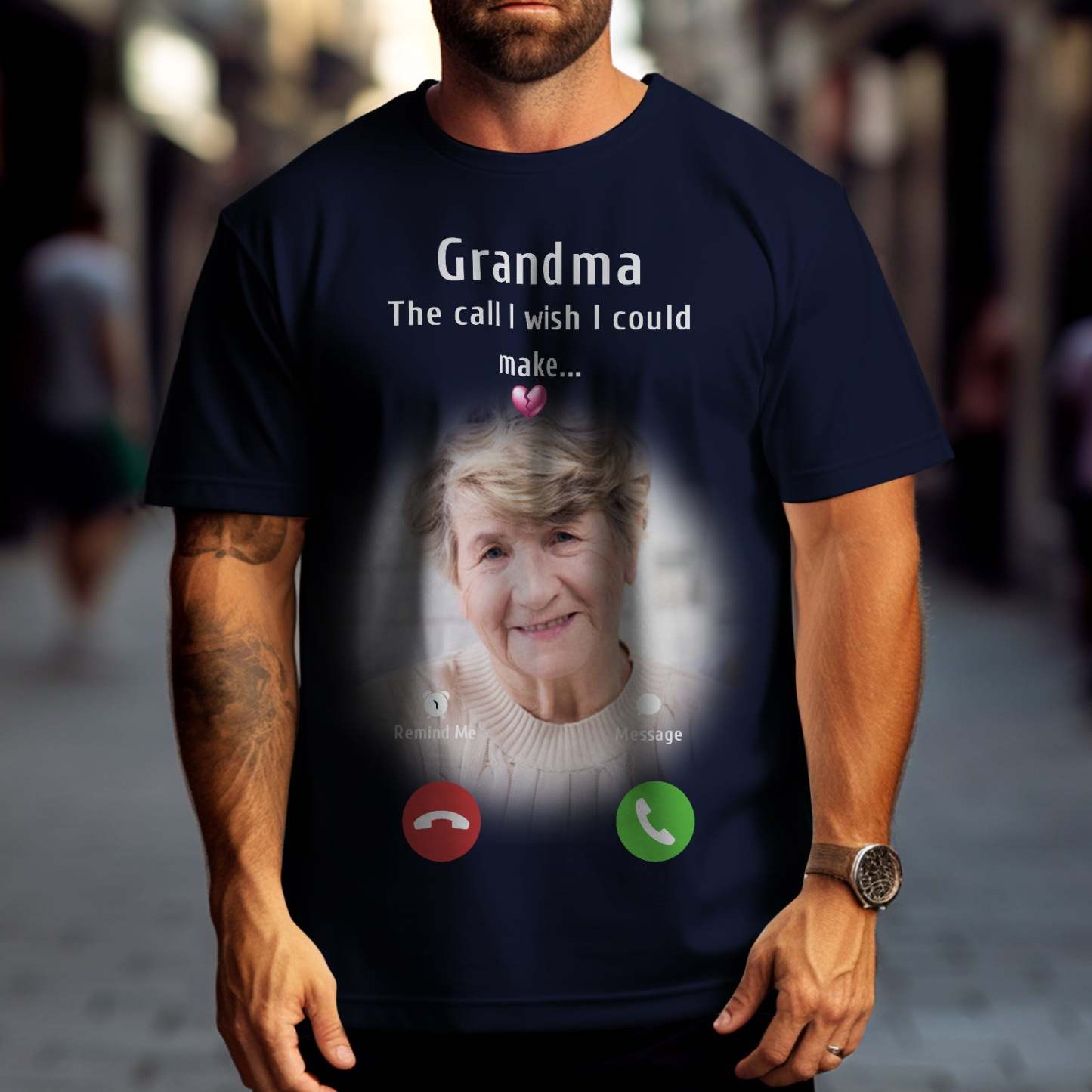 Custom Photo Memorial Mom T-shirt Memorial Gift Idea Personalized Shirt The Call I Wish I Could Make - MyPhotoBoxerUk