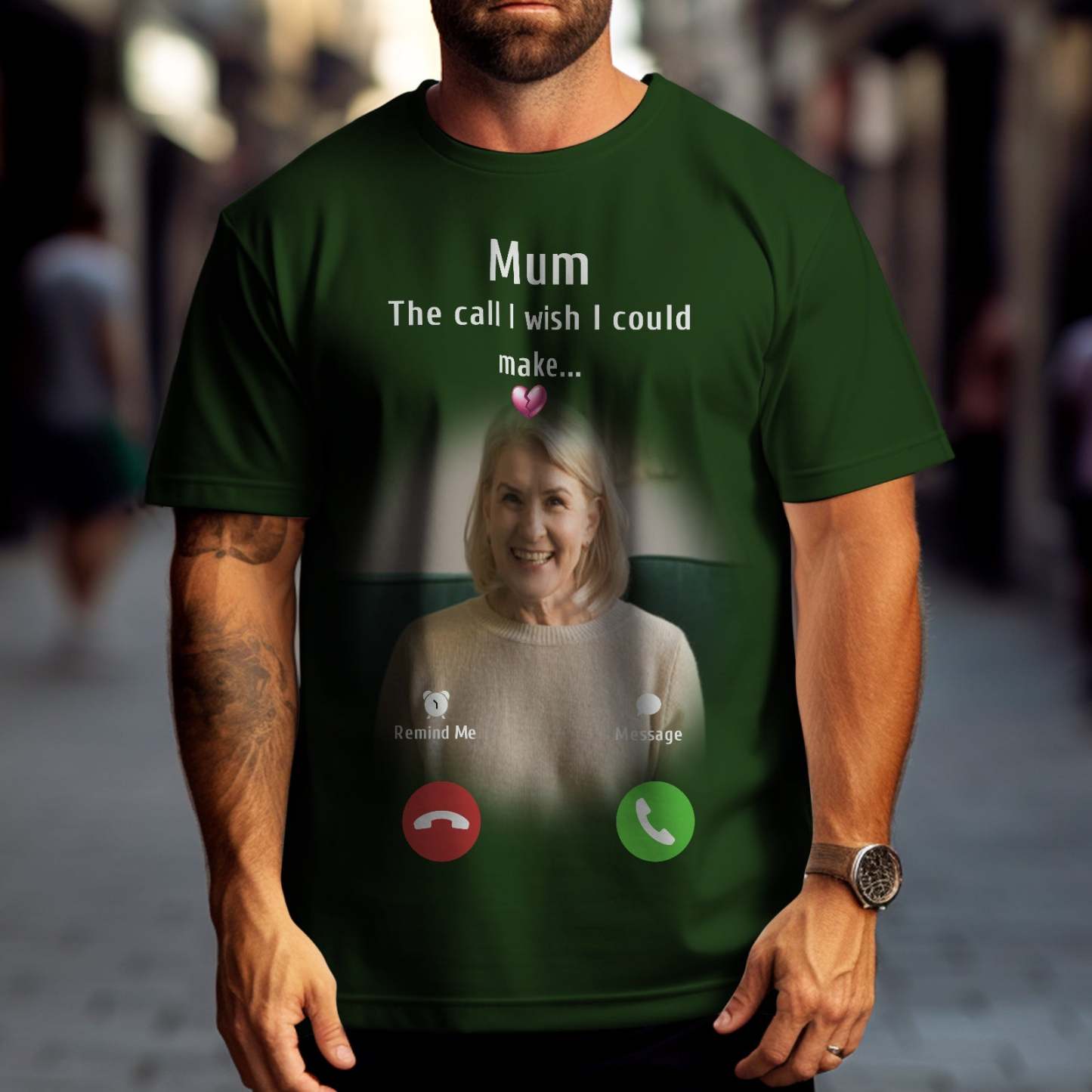 Custom Photo Memorial Mom T-shirt Memorial Gift Idea Personalized Shirt The Call I Wish I Could Make - MyPhotoBoxerUk