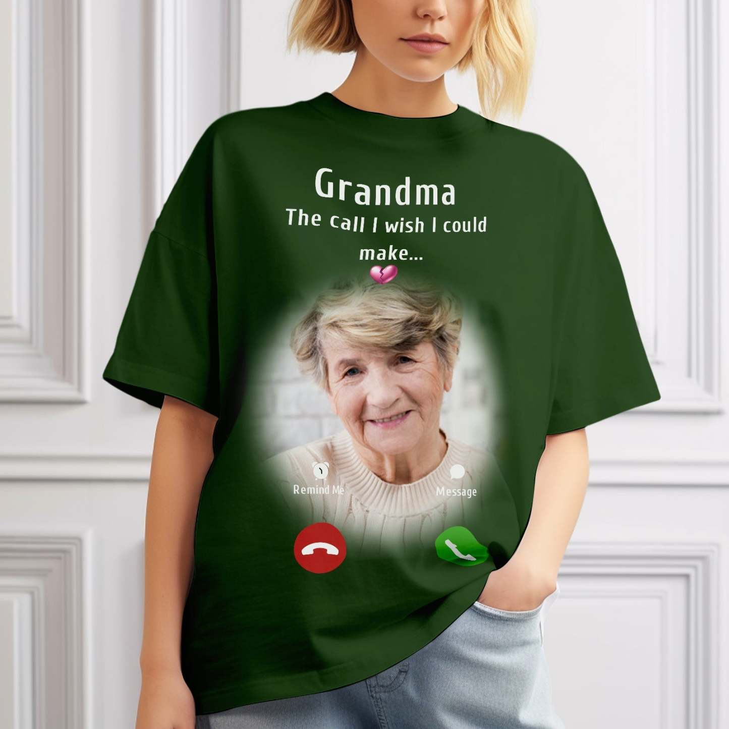 Custom Photo Memorial Mom T-shirt Memorial Gift Idea Personalized Shirt The Call I Wish I Could Make - MyPhotoBoxerUk