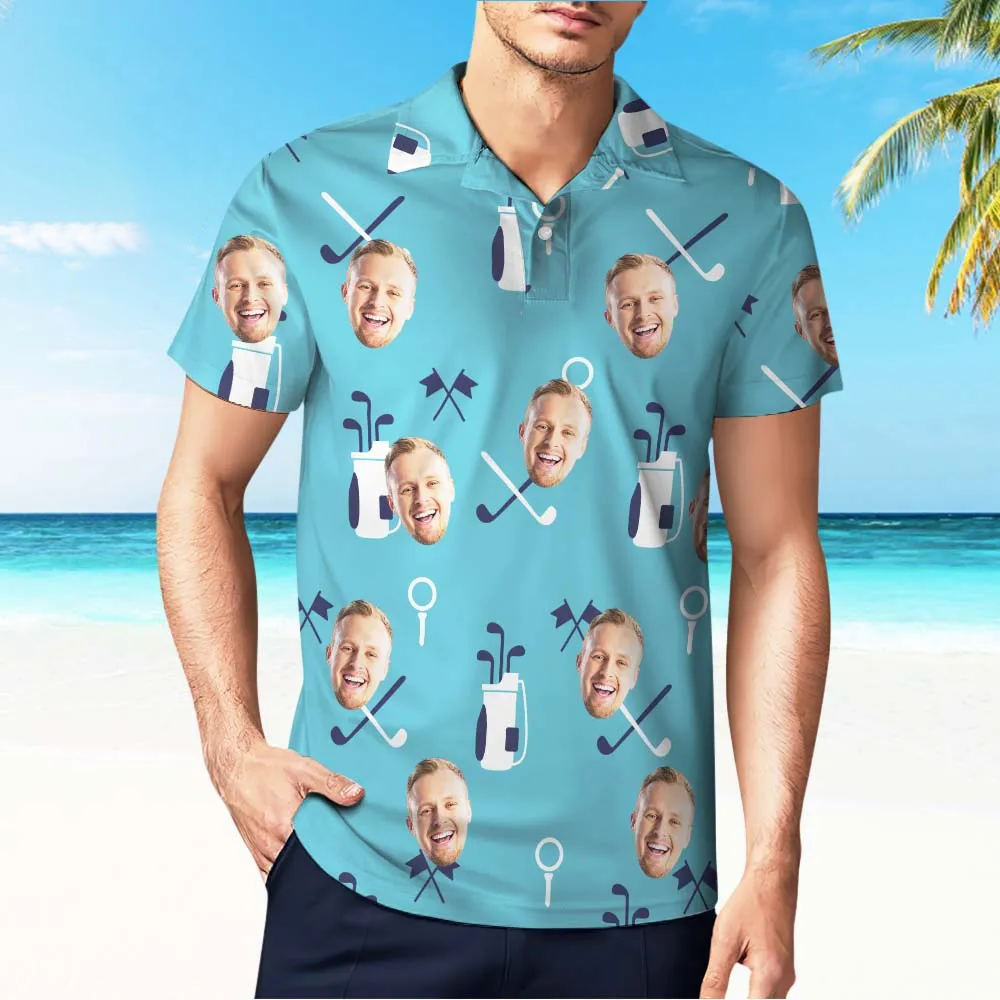 Custom Men's Face Polo Shirt Golf Polo Shirts For Him Golf Clubs