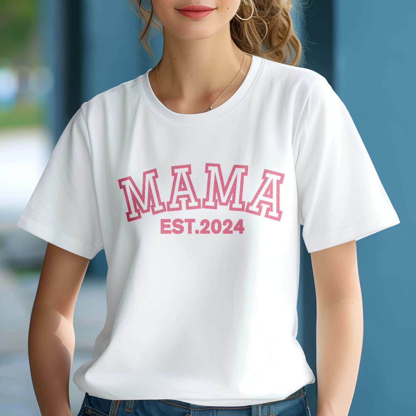 Custom Mama T-shirt EST 2024 T-shirt Mother's Day Gift - MyPhotoBoxerUk