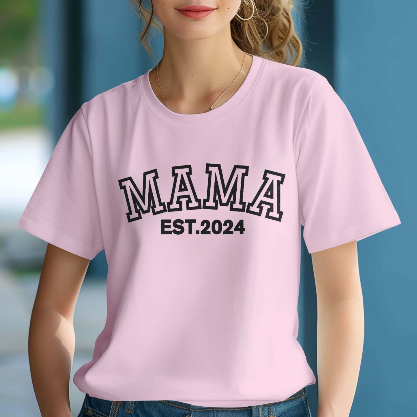 Custom Mama T-shirt EST 2024 T-shirt Mother's Day Gift - MyPhotoBoxerUk