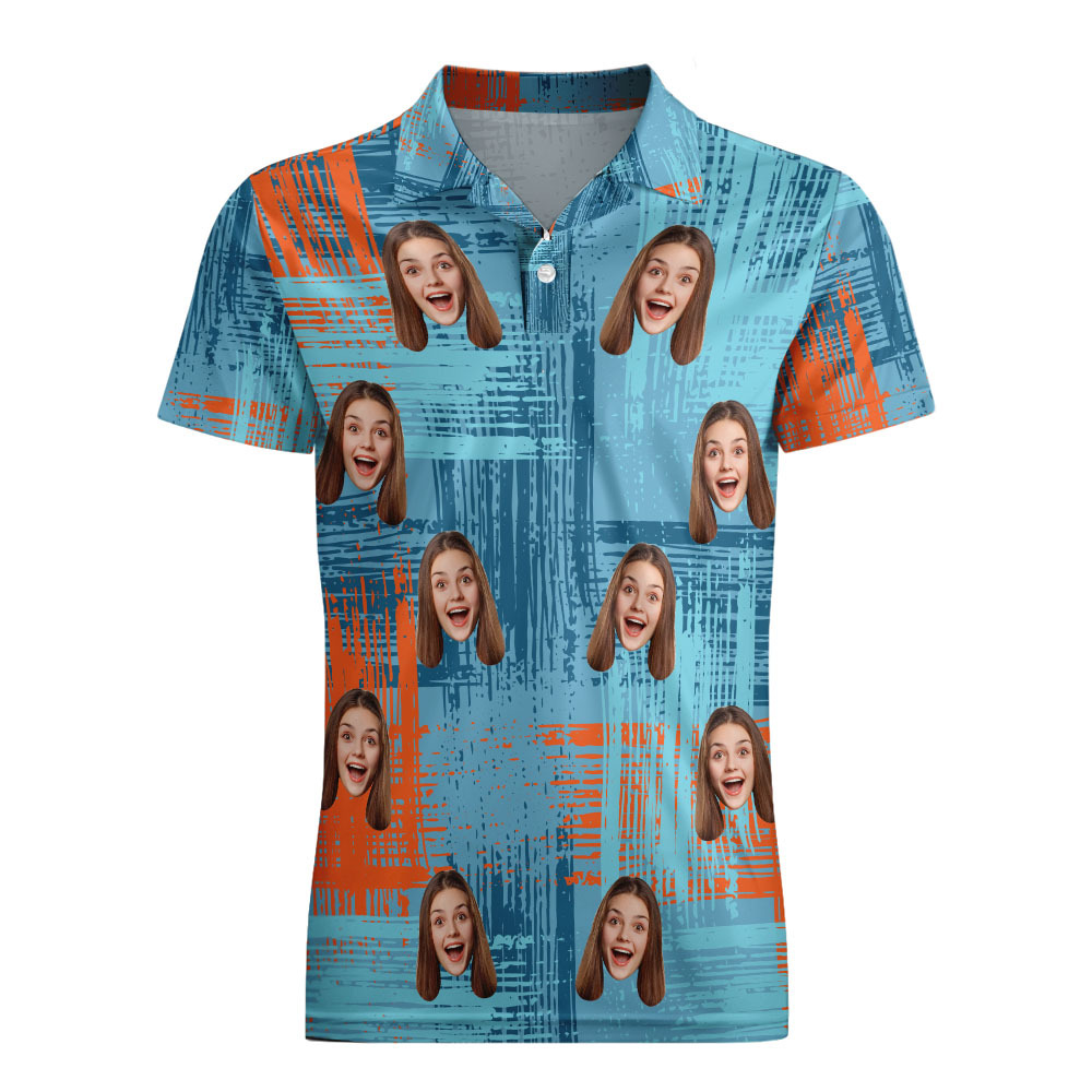 Custom Personalized Polo Shirts Custom Men's Face Polo Shirt Short Sleeve Colorful Golf Shirt Gift For Him - MyPhotoBoxerUk