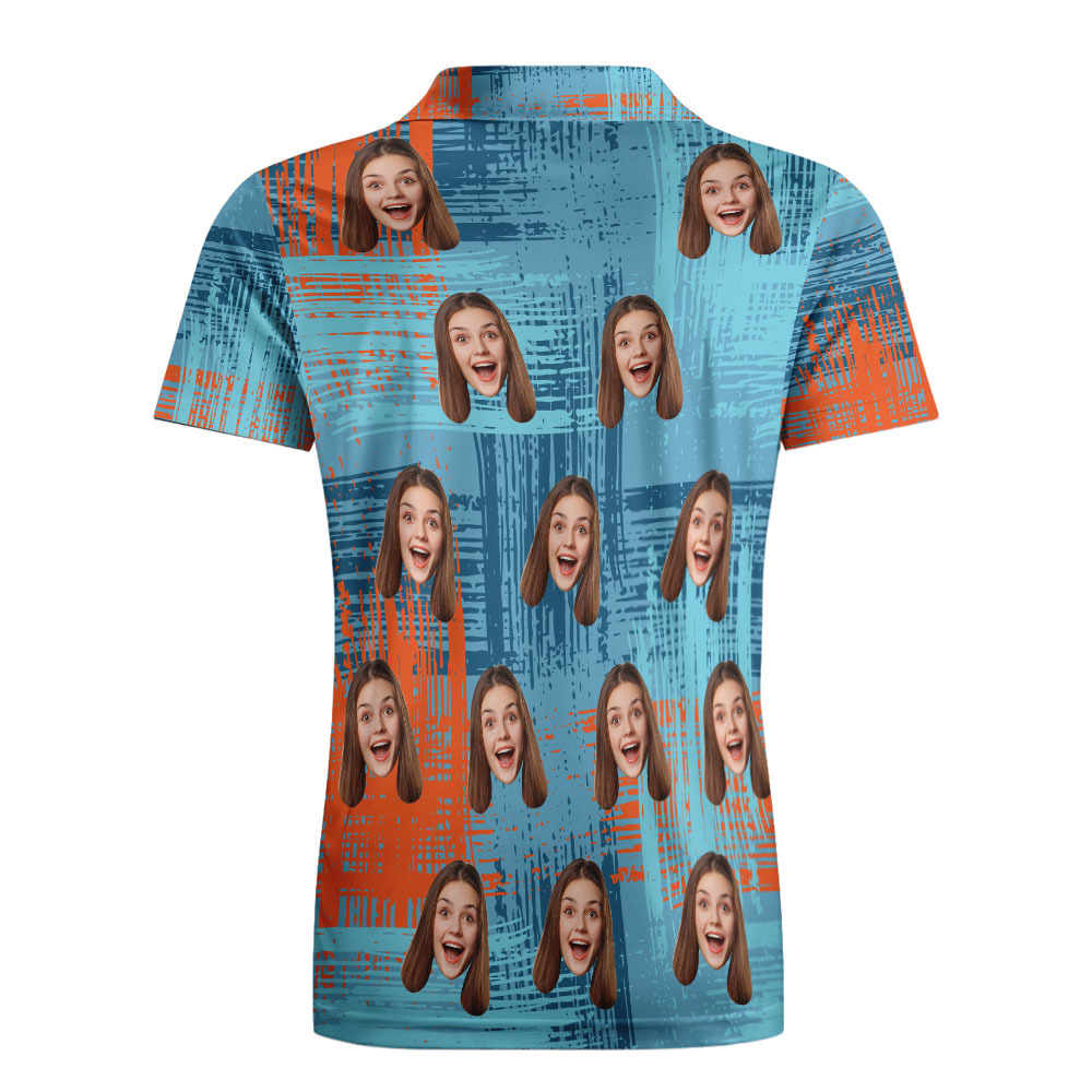 Custom Personalized Polo Shirts Custom Men's Face Polo Shirt Short Sleeve Colorful Golf Shirt Gift For Him - MyPhotoBoxerUk