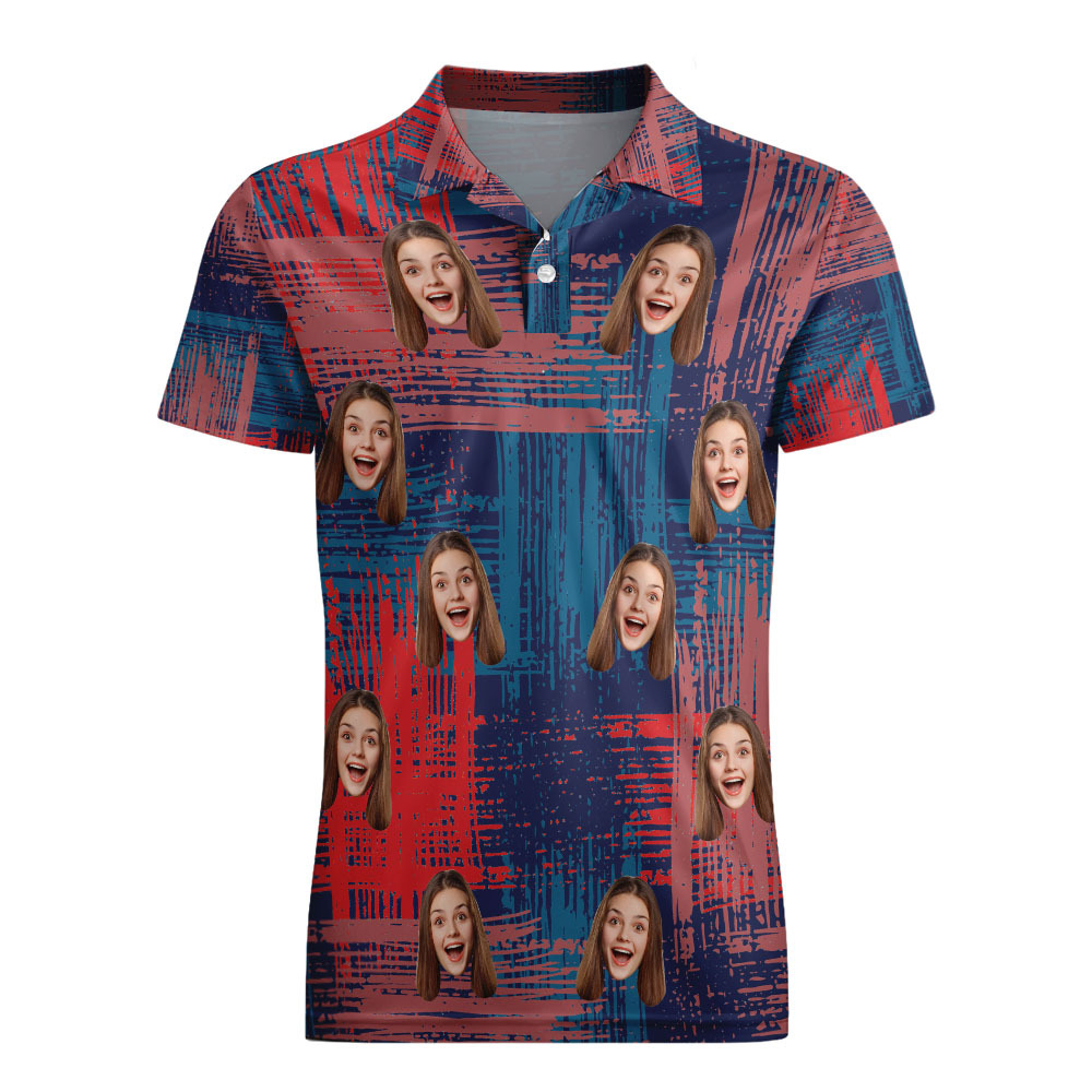 Custom Personalized Polo Shirts Custom Men's Face Polo Shirt Short Sleeve Colorful Golf Shirt Gift For Him - MyPhotoBoxerUk