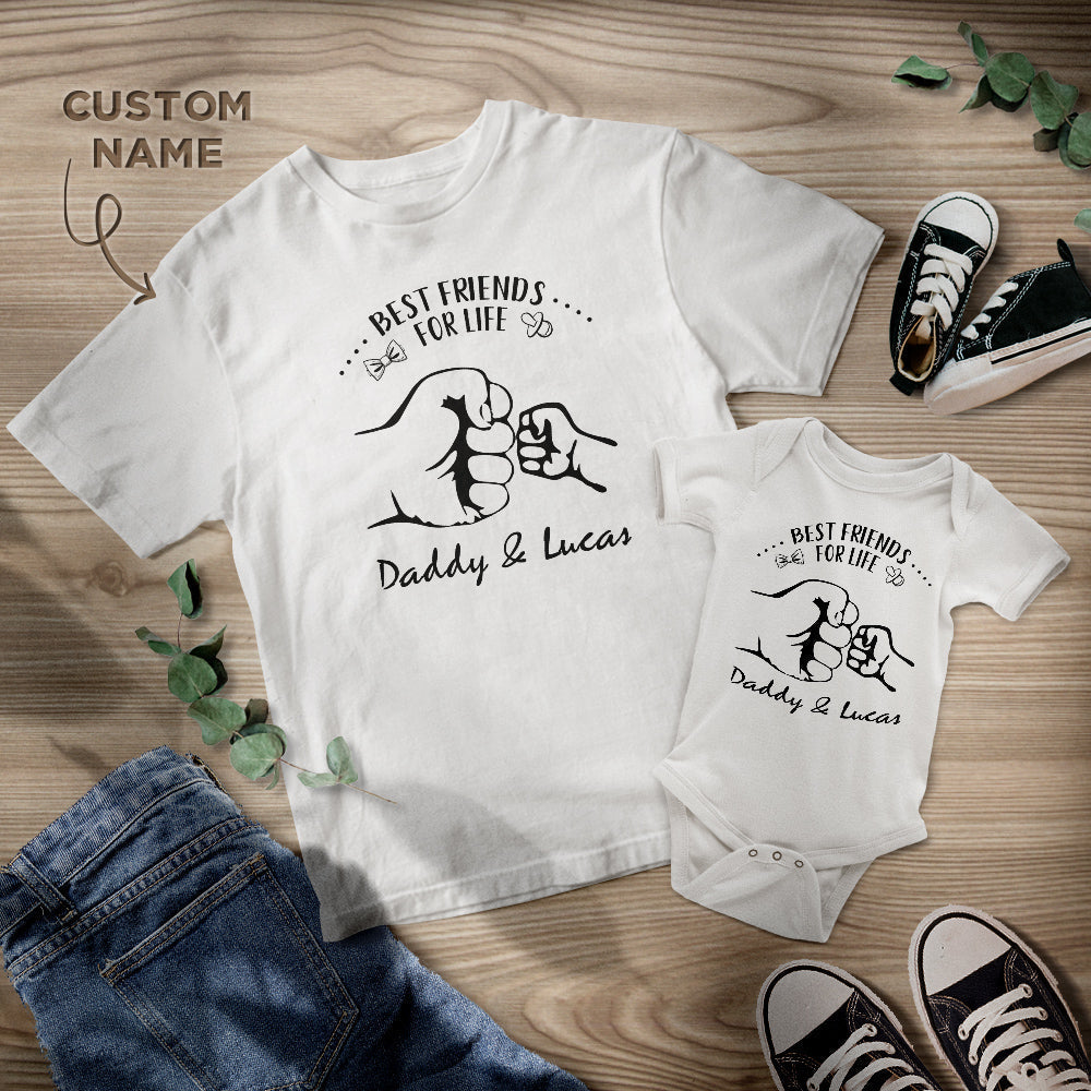 Custom Name Shirt Personalized Daddy And Baby Matching Outfits Best Friends For Life Father's Day Gifts