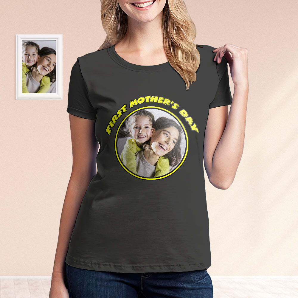Personalised Photo My First Mother's Day T-Shirt Gifts For Mom - MyPhotoBoxerUk