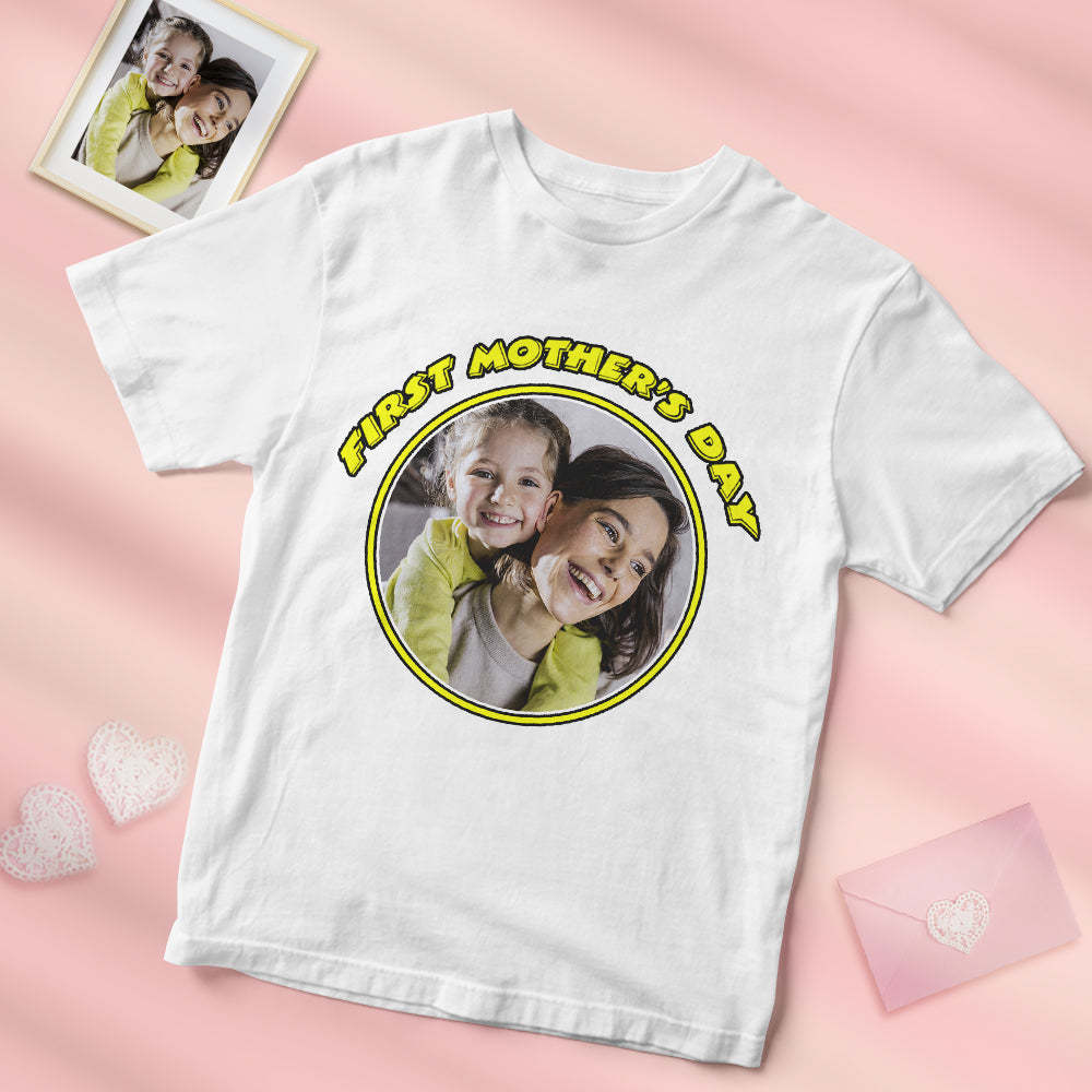 Personalised Photo My First Mother's Day T-Shirt Gifts For Mom - MyPhotoBoxerUk