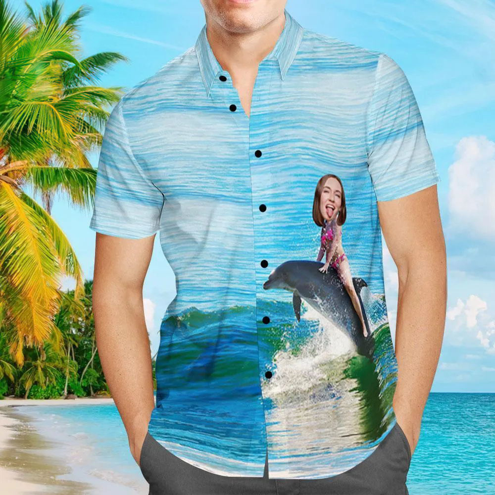 Custom Hawaiian Shirts Sea & Dolphin Aloha Beach Shirt For Men