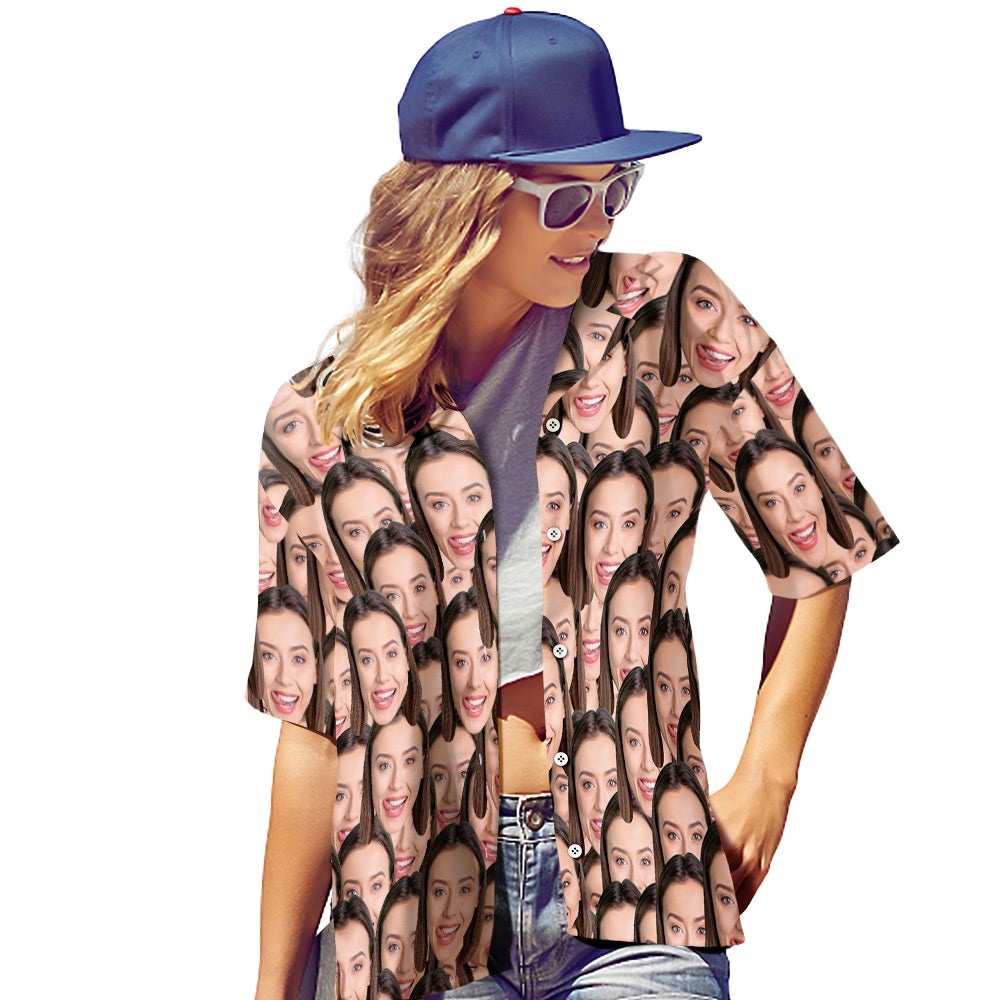 Custom Face Shirt Women's Hawaiian Shirt Face Mash