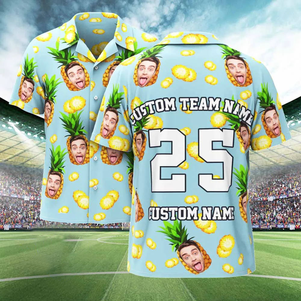 Custom Printed Hawaiian Shirt for Fans Personalized Face and Text Hawaiian Shirt Gift for fans - Funny Pineapple