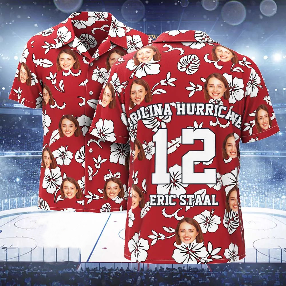 Custom Printed Hawaiian Shirt for Fans Personalized Face and Text Hawaiian Shirt Gift for fans - White Flowers Design