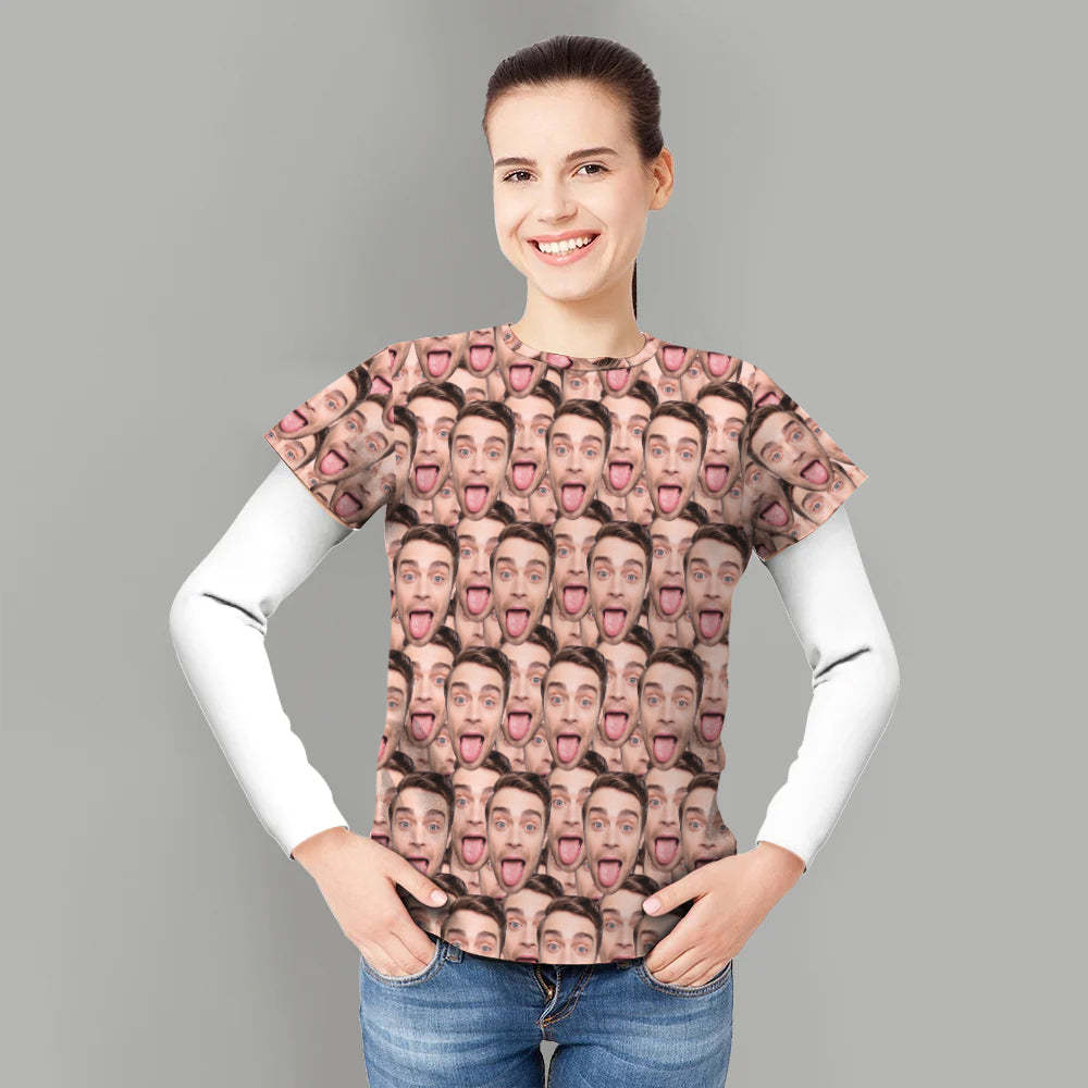 Custom T-shirt Mash Face Shirt My Face All Over Print Tee Men's T-shirt - MyPhotoBoxerUk