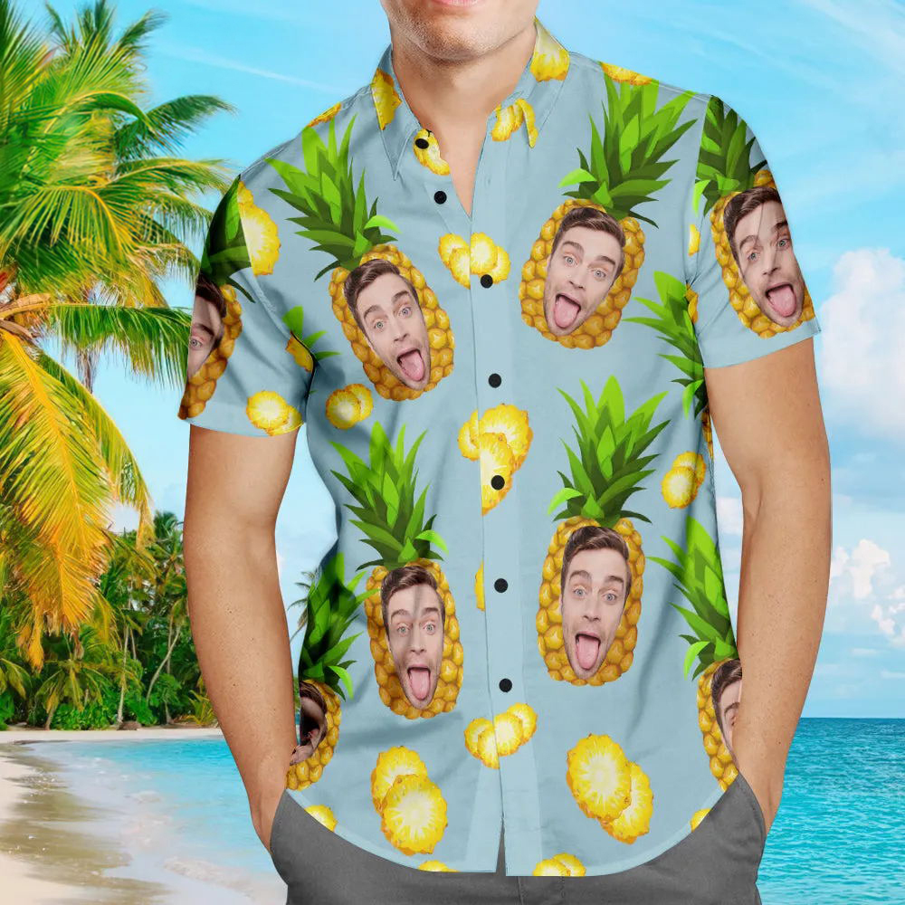 Custom Hawaiian Shirts Blue Funny Pineapple Online Preview Personalised Aloha Beach Shirt For Men