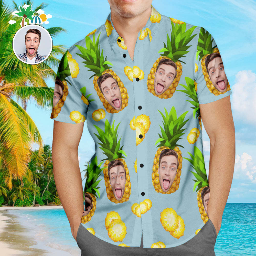 Custom Hawaiian Shirts Blue Funny Pineapple Online Preview Personalised Aloha Beach Shirt For Men