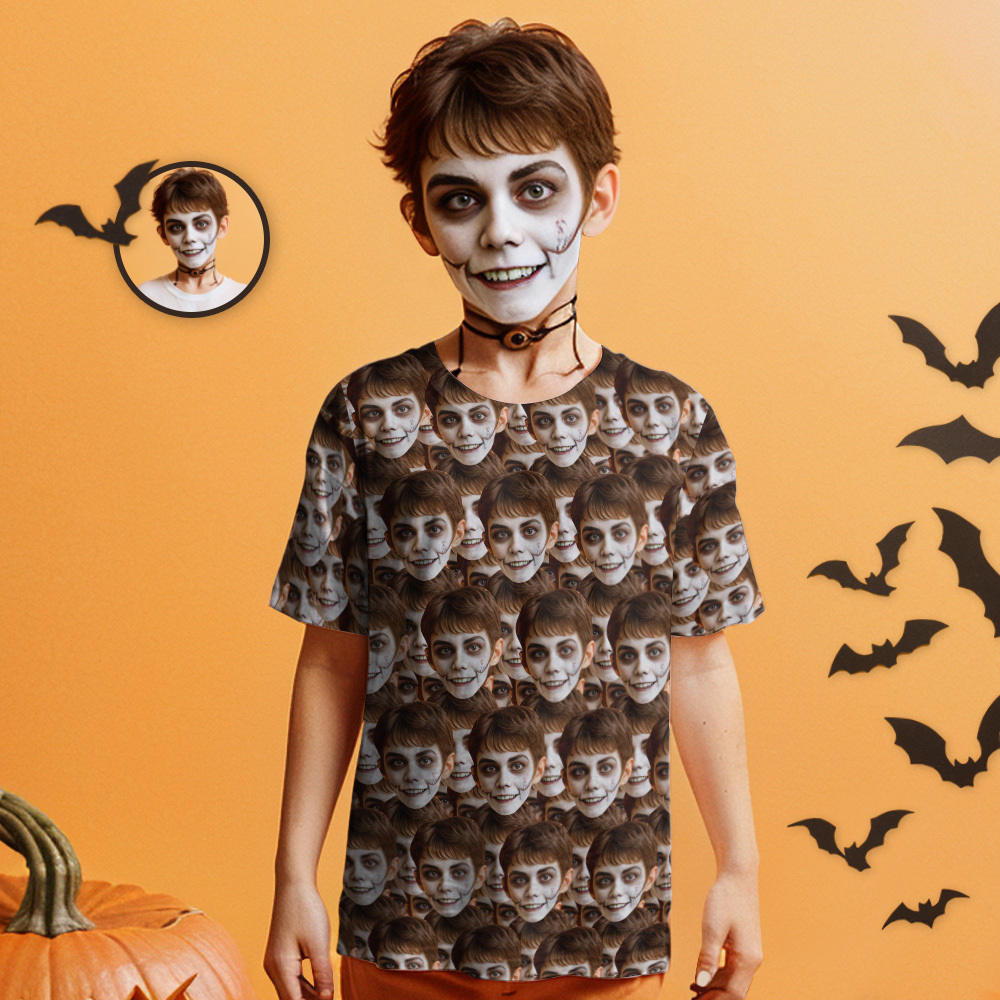 Custom T-shirt My Face All Over Print Tee Mash Face Kid's T-shirt for Gift - MyPhotoBoxerUk