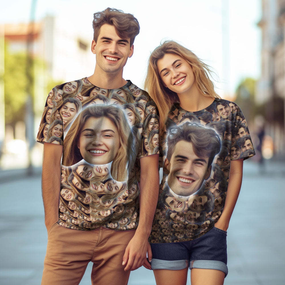 Valentine's Day Custom My Face T-shirt Funny Face All Over Print T shirt for Couple - MyPhotoBoxerUk
