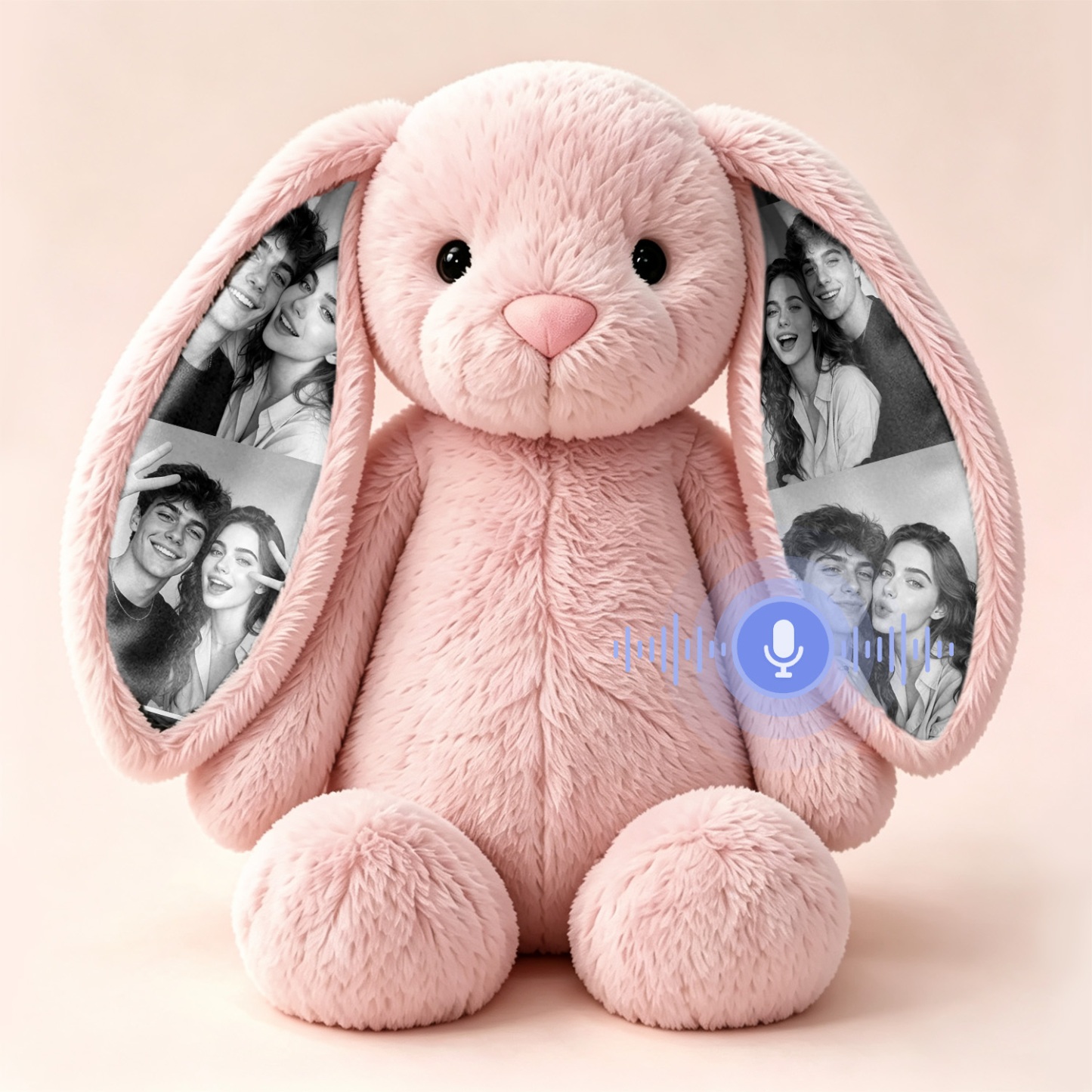Personalized Voice Recording Bunny Plush – Custom Photo Hidden Ear Rabbit, Recordable Message Stuffed Animal, Unique Anniversary Gift for Couples - MyPhotoBoxerUk