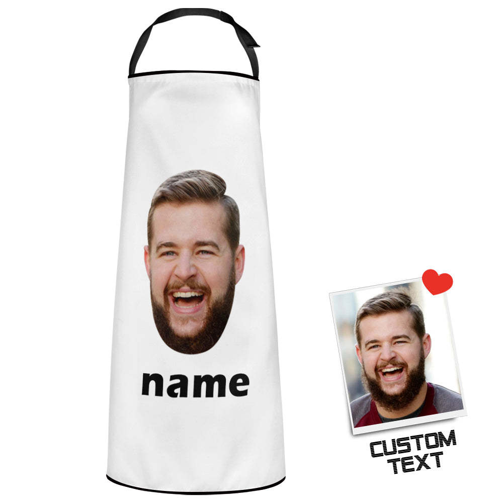 Custom Face And Name Kitchen Apron Personalised Apron For Men Women Chef Cooking Gift - MyPhotoBoxerUk