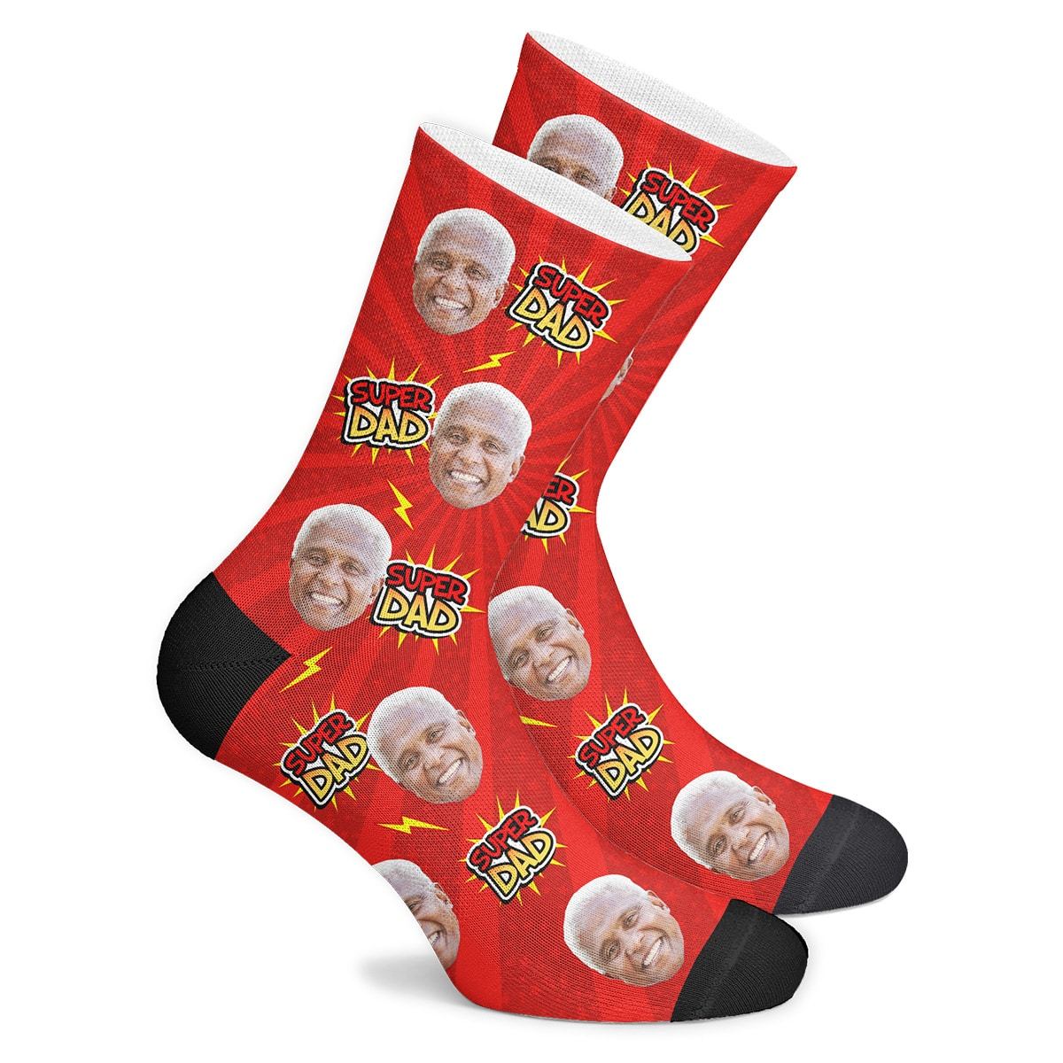 Father's Day Gifts - Custom Super Dad Socks - MyPhotoBoxerUk
