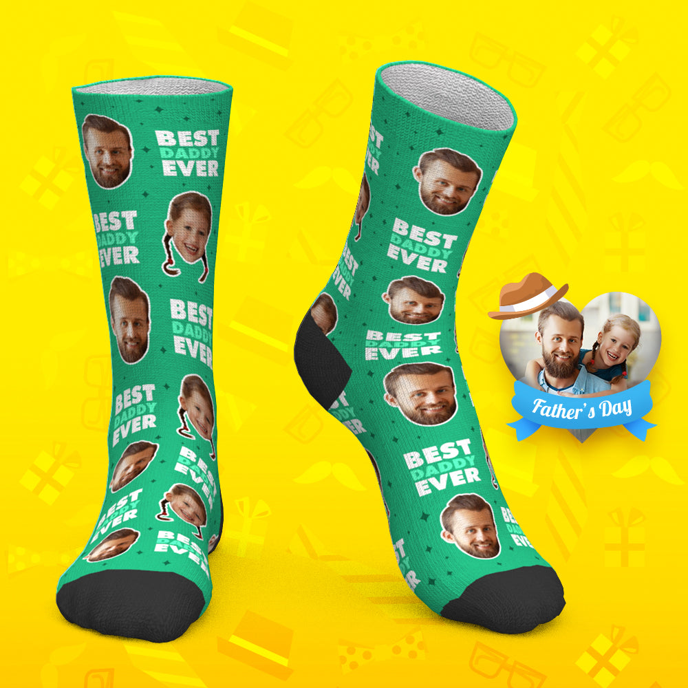 Father's Day Gift Custom Socks Personalized Photo Socks Best Daddy Ever - MyPhotoBoxerUk