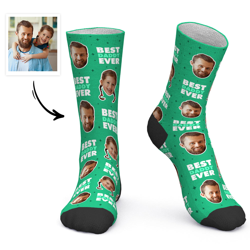 Father's Day Gift Custom Socks Personalized Photo Socks Best Daddy Ever - MyPhotoBoxerUk