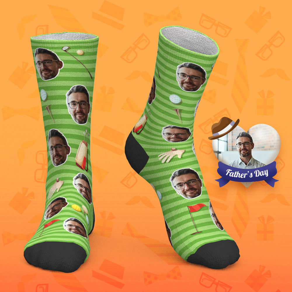 Father's Day Gift Custom Socks Personalized Photo Socks Golf Dad - MyPhotoBoxerUk