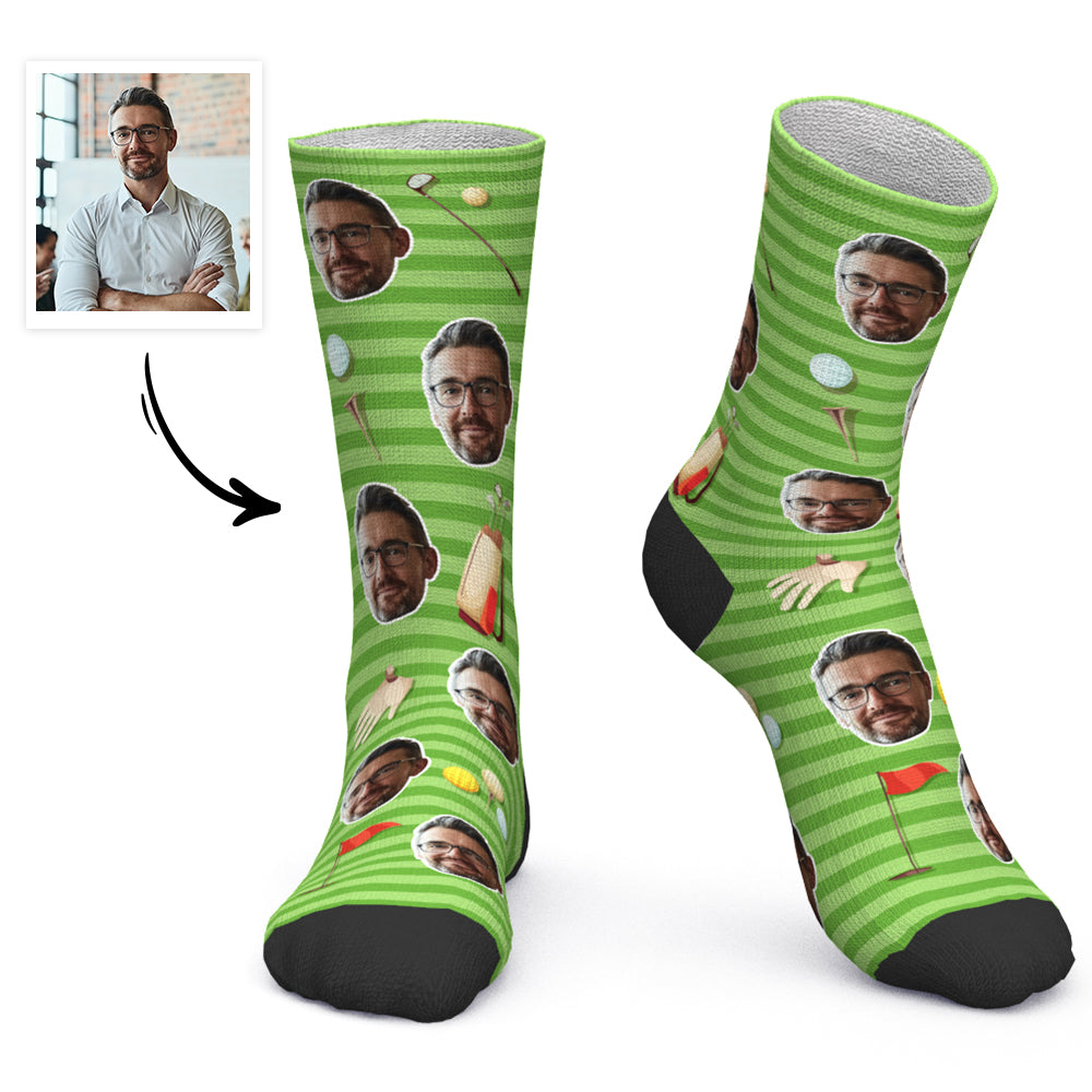 Father's Day Gift Custom Socks Personalized Photo Socks Golf Dad - MyPhotoBoxerUk