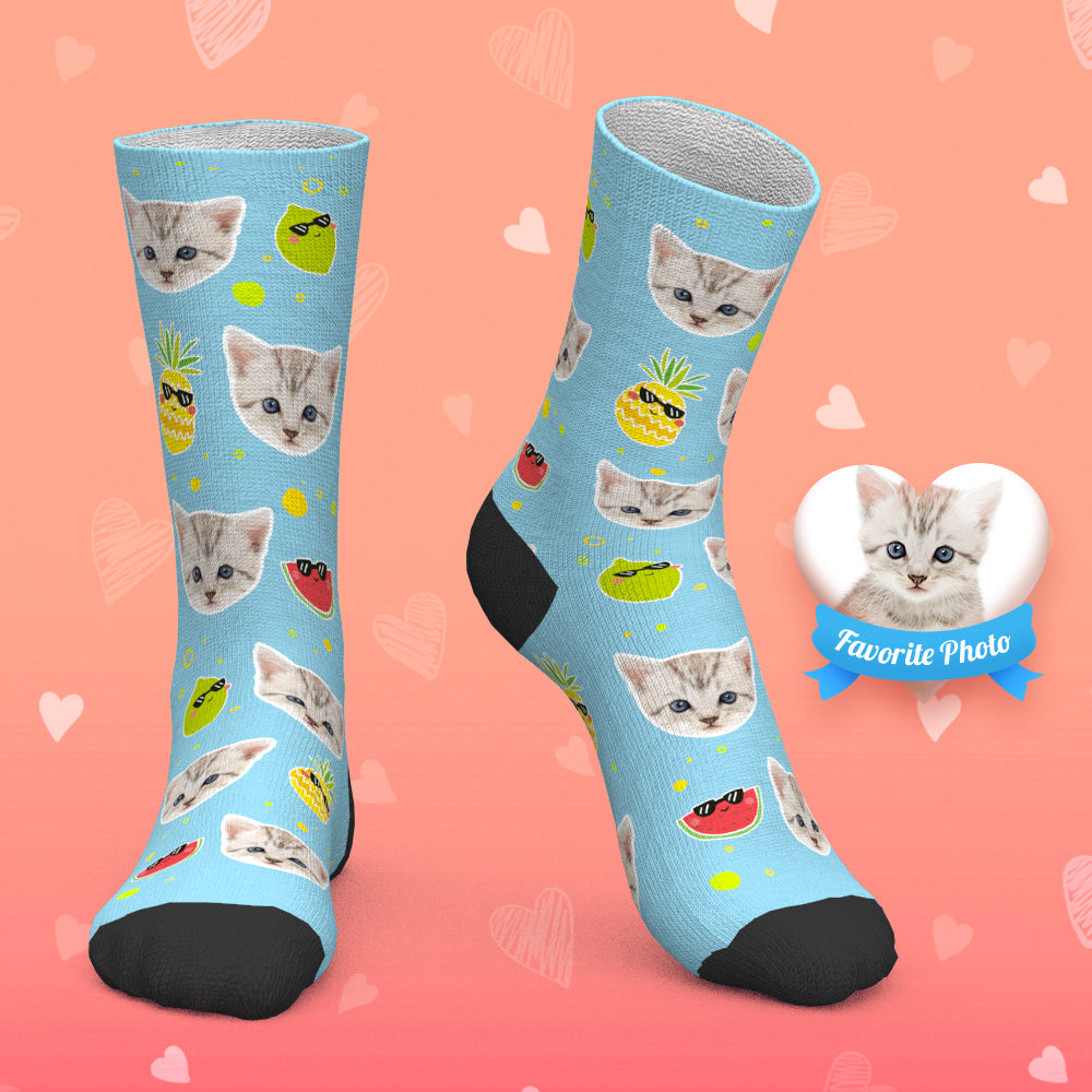 Custom Socks Personalized Photo Socks Cat Face Socks - MyPhotoBoxerUk