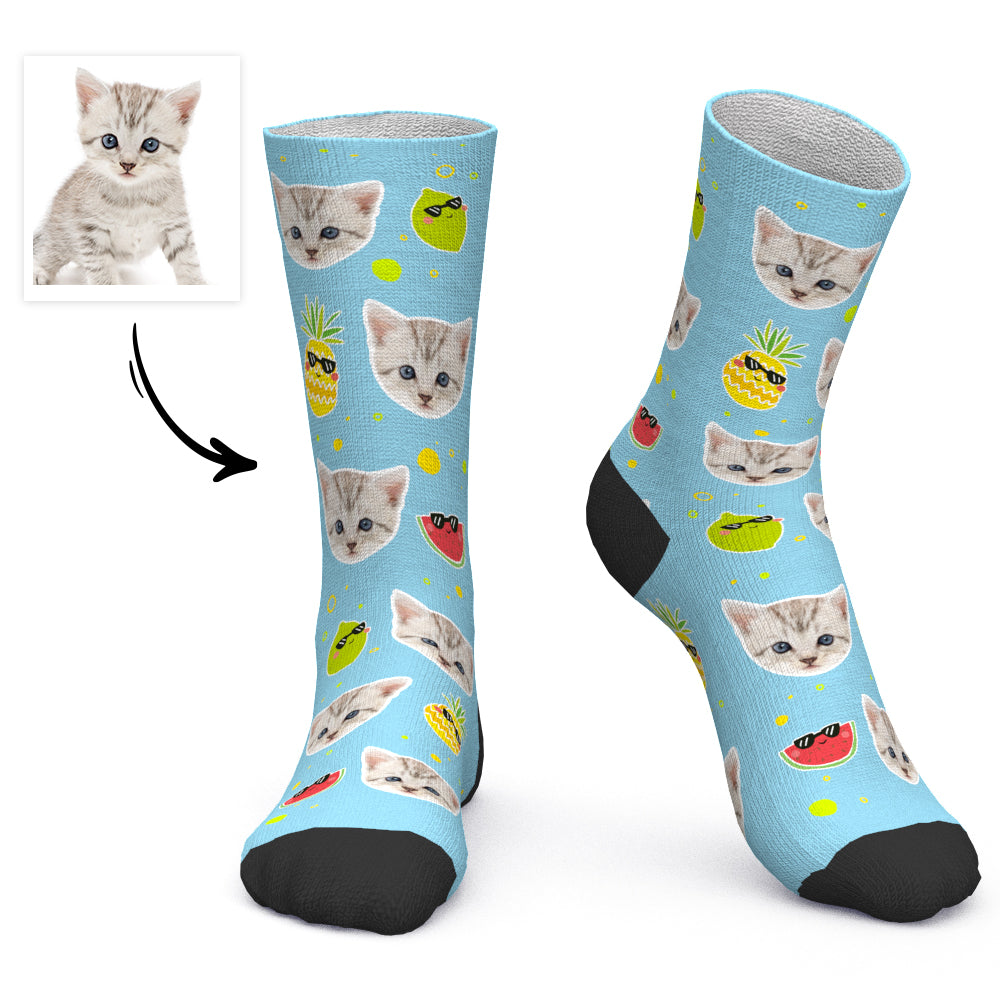 Custom Socks Personalized Photo Socks Cat Face Socks - MyPhotoBoxerUk