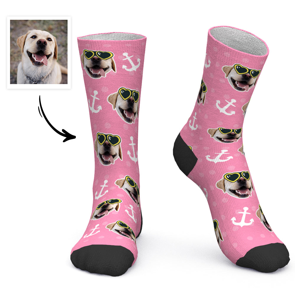 Custom Socks Personalized Photo Socks Dog Socks Pink Face Socks - MyPhotoBoxerUk
