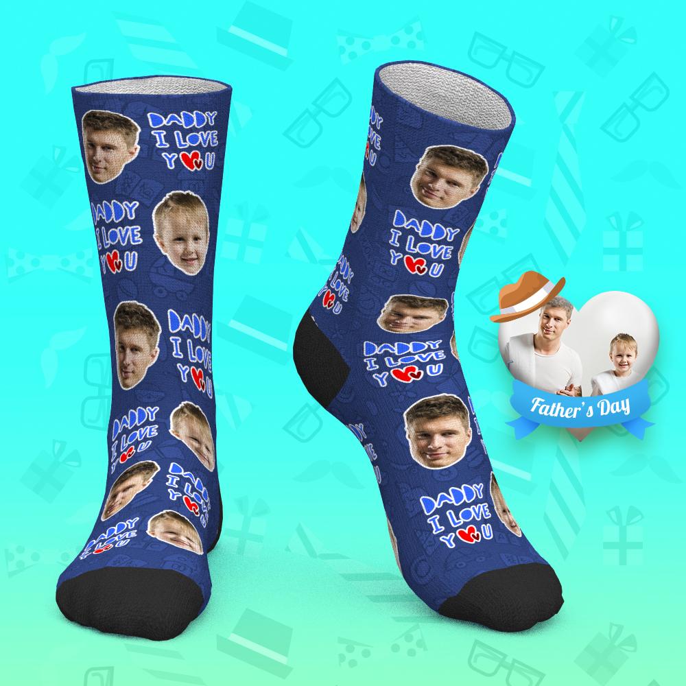 Father's Day Gift - Custom Face Socks Daddy I Love You - MyPhotoBoxerUk