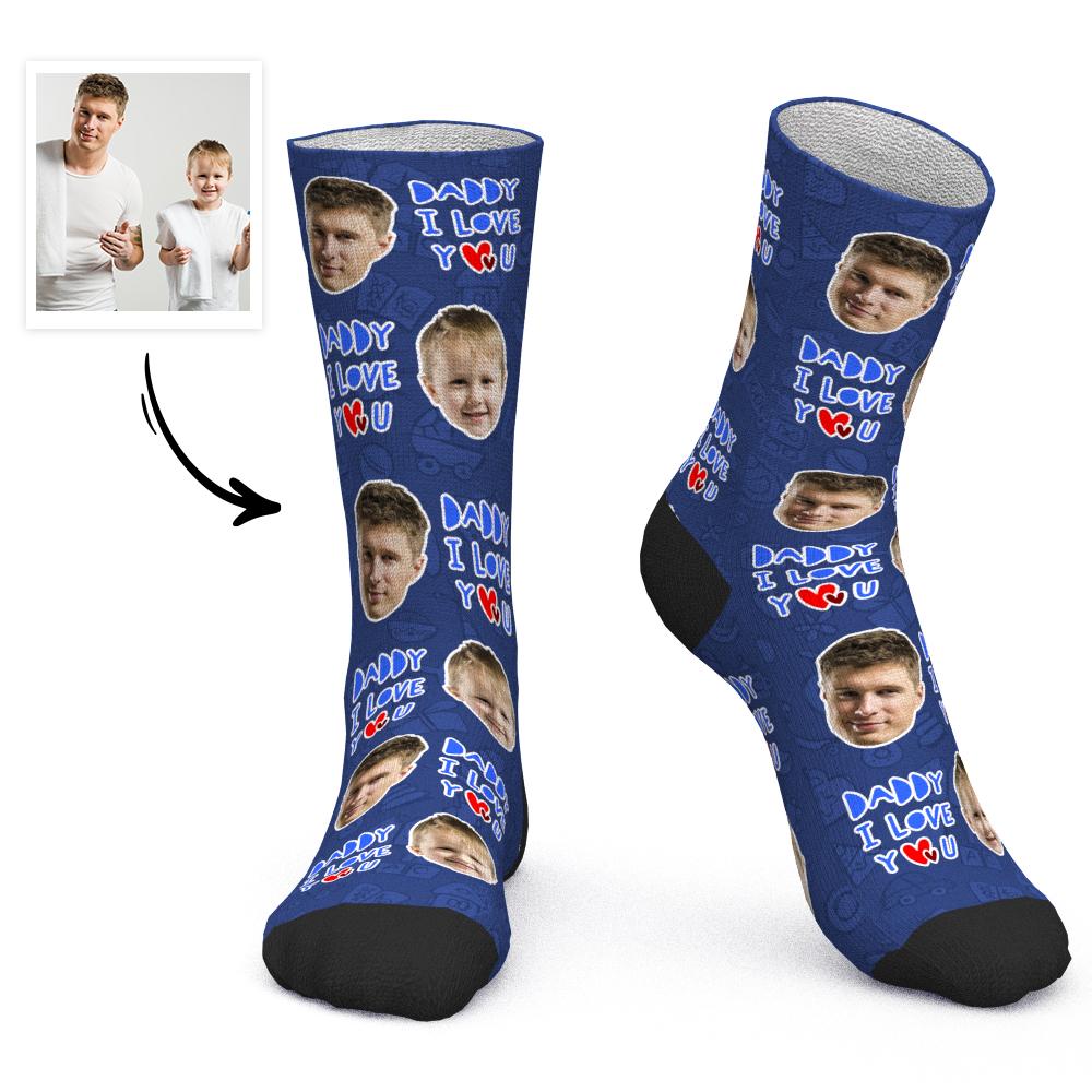 Father's Day Gift - Custom Face Socks Daddy I Love You - MyPhotoBoxerUk