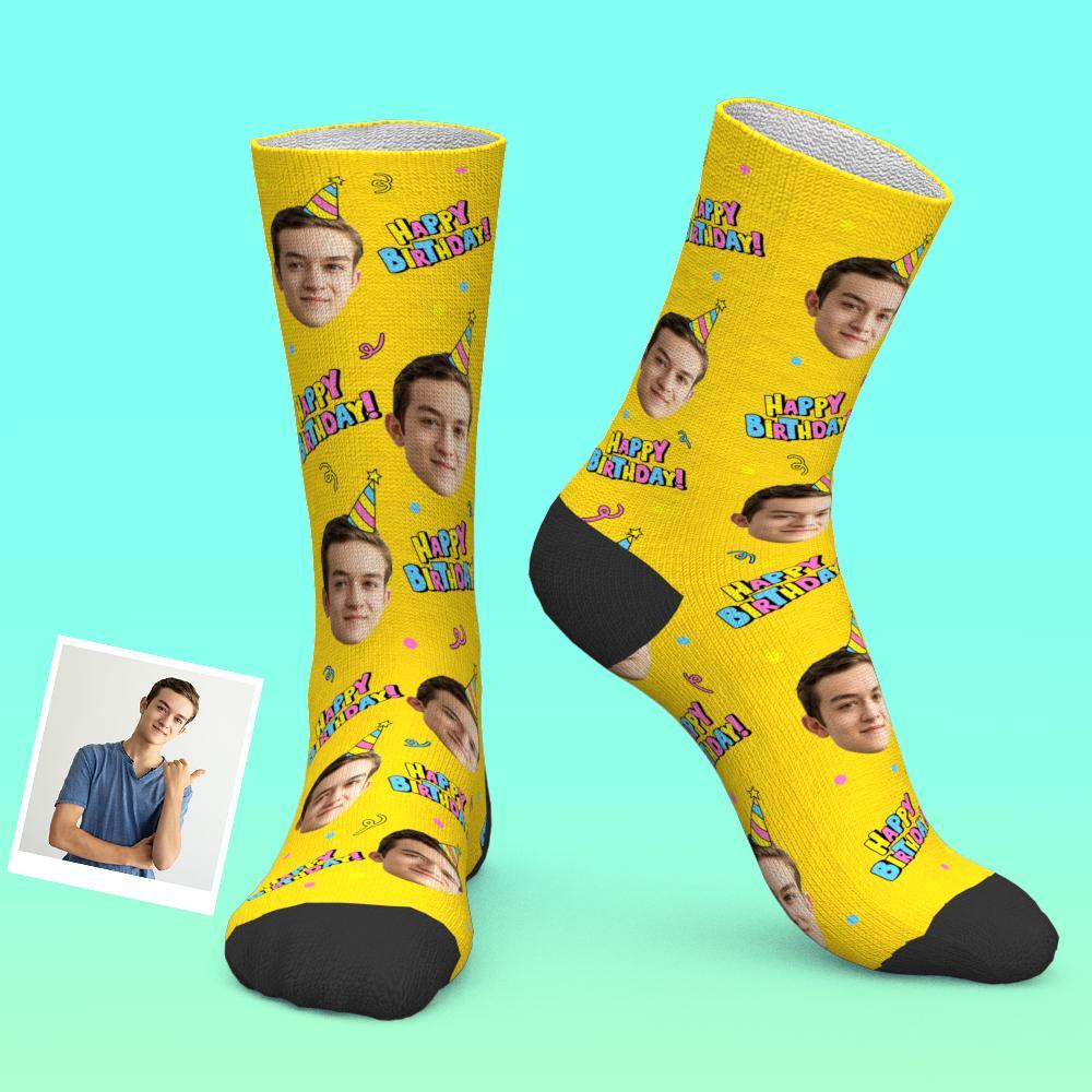Custom Face Happy Birthday Socks Best Gift For Friends - MyPhotoBoxerUk