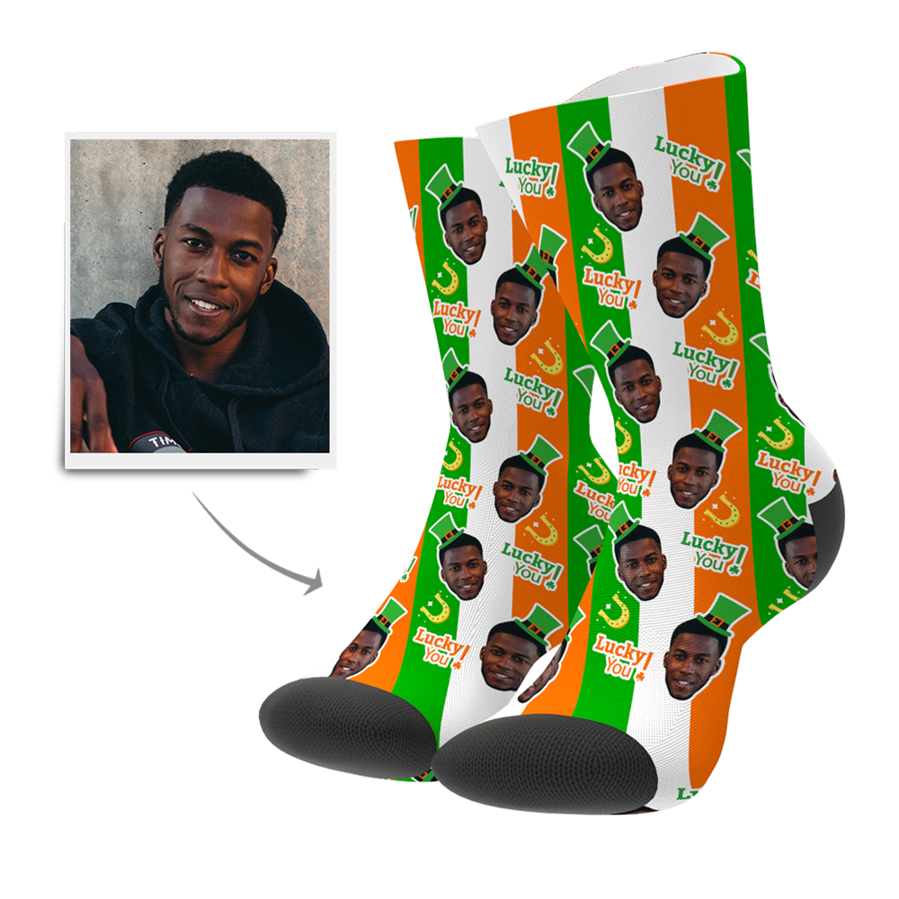 Custom St. Patrick's Day Lucky You Socks - MyPhotoBoxerUk