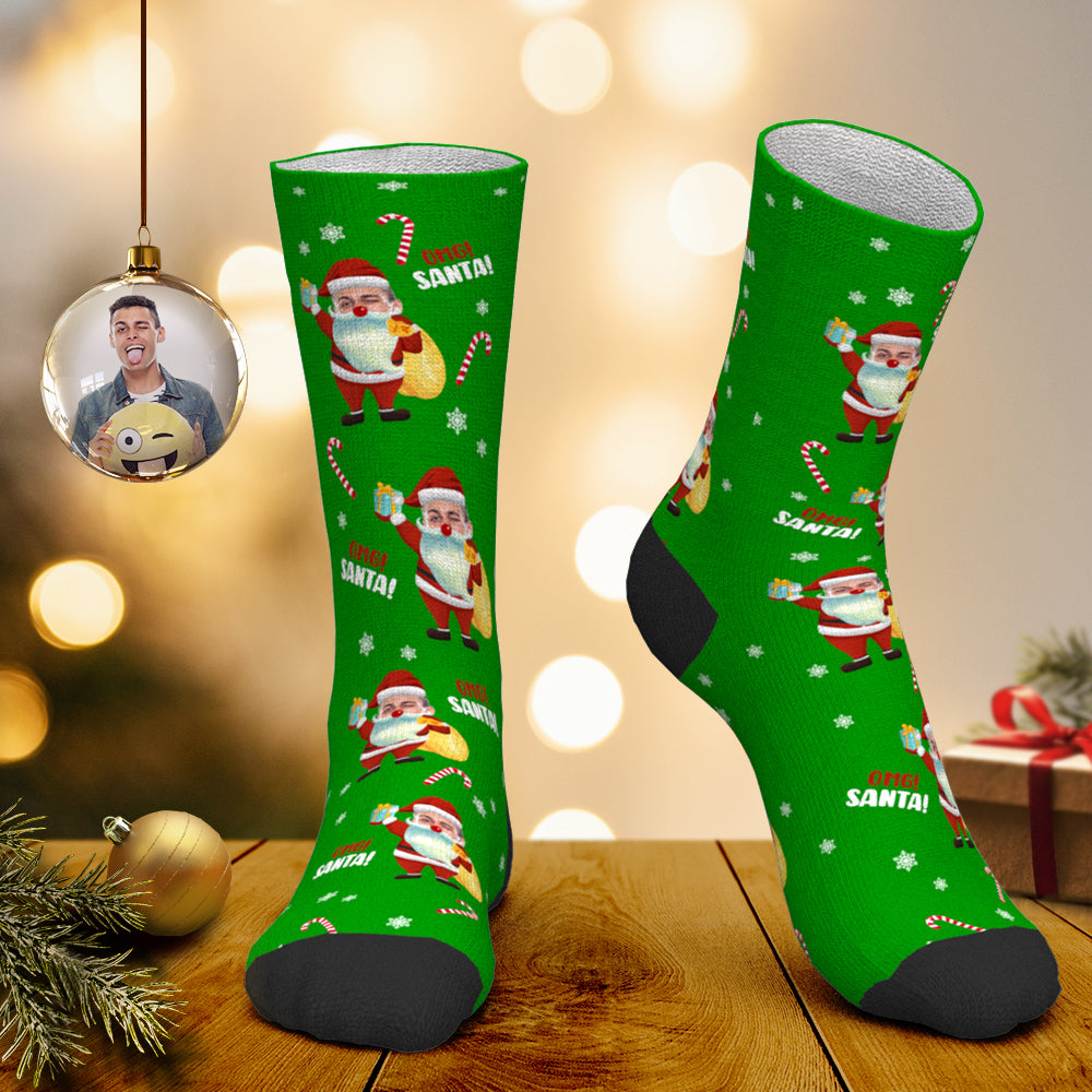 Custom Face Socks Personalized Photo Socks Santa Socks Christmas Gift - Omg Santa - MyPhotoBoxerUk