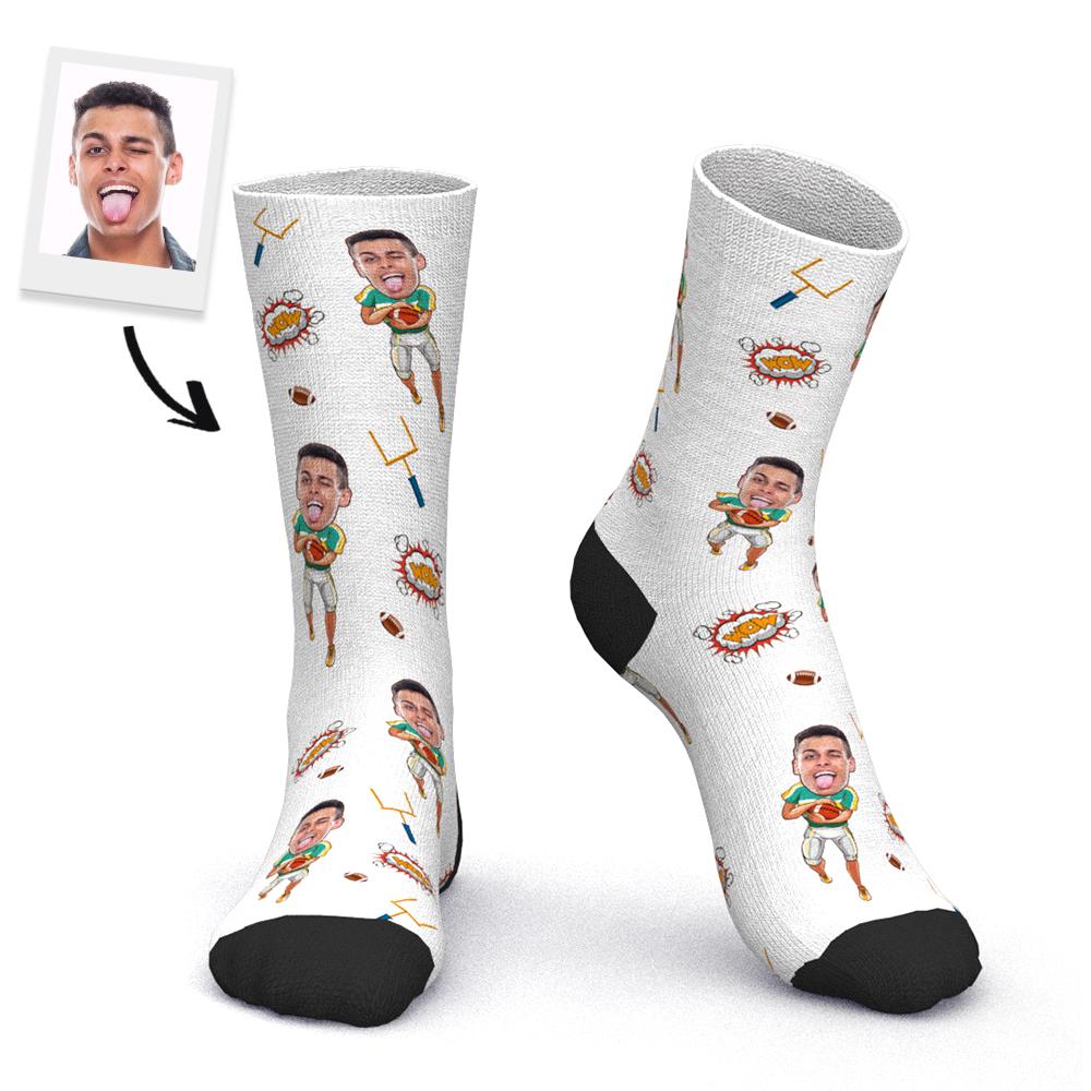 Custom Photo Face Socks Rugby Creative Sports Theme Gifts - MyPhotoBoxerUk