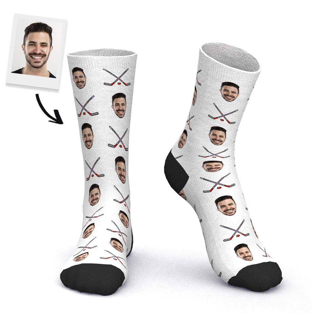 Custom Photo Face Socks Hockey sports theme gifts - MyPhotoBoxerUk