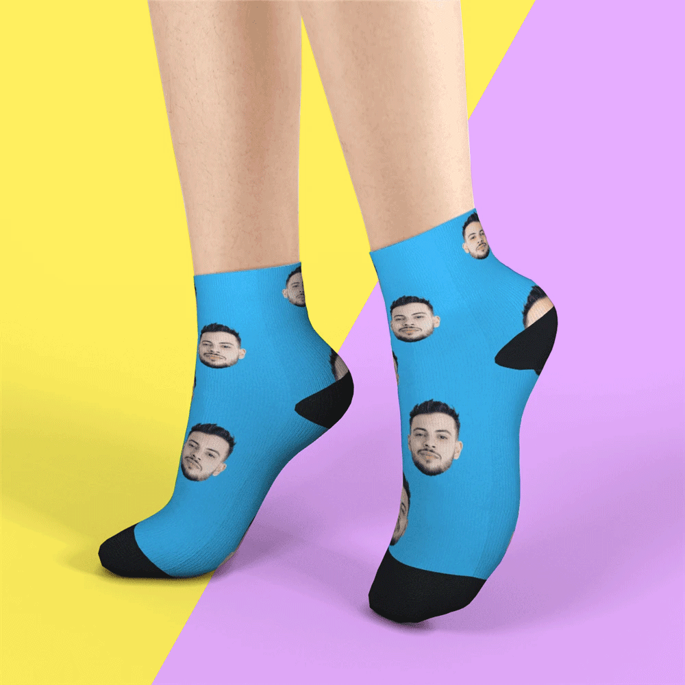 Custom Face Socks Short Socks, Colorful Photo Socks Summer Socks - MyPhotoBoxerUk