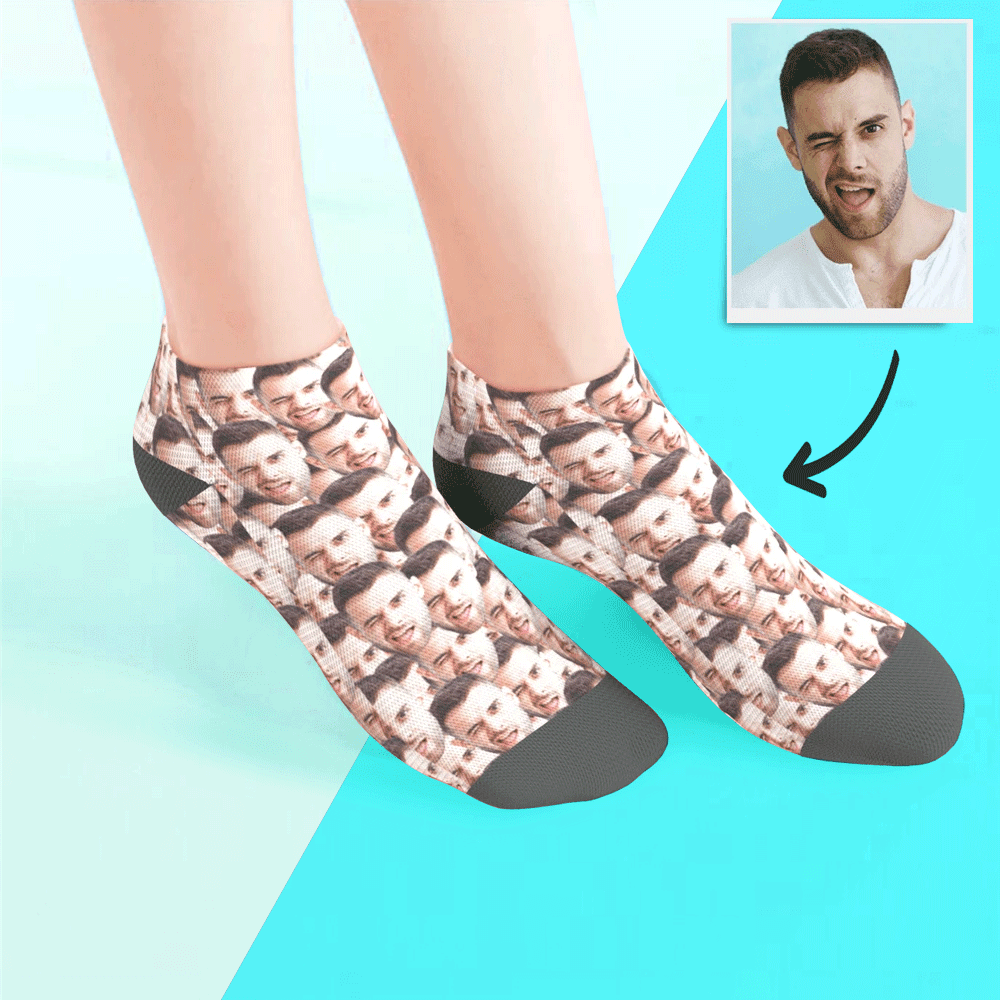 Custom Low cut Ankle Socks Face Mash Summer Photo Socks - MyPhotoBoxerUk