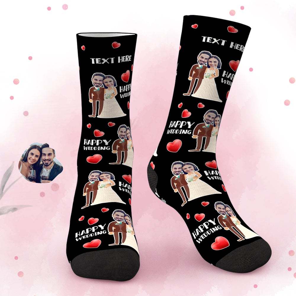 Personalized Face Socks Wedding Anniversary Gift Happy Wedding