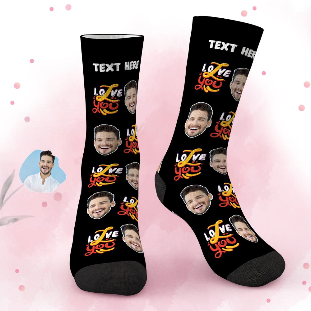 Custom Face Socks Love You Socks Valentines Day Gift For Girlfriend Lover