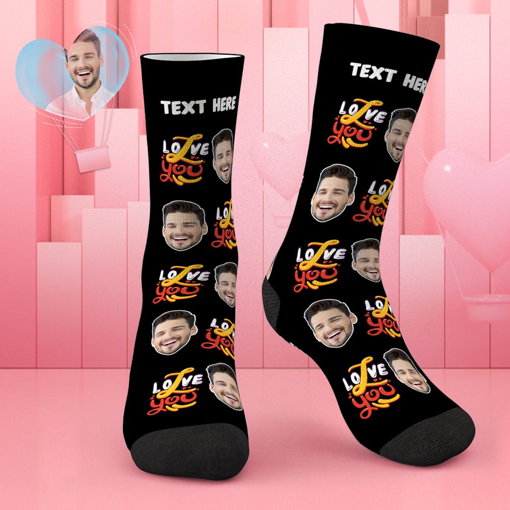 Custom Face Socks Love You Socks Valentines Day Gift For Girlfriend Lover