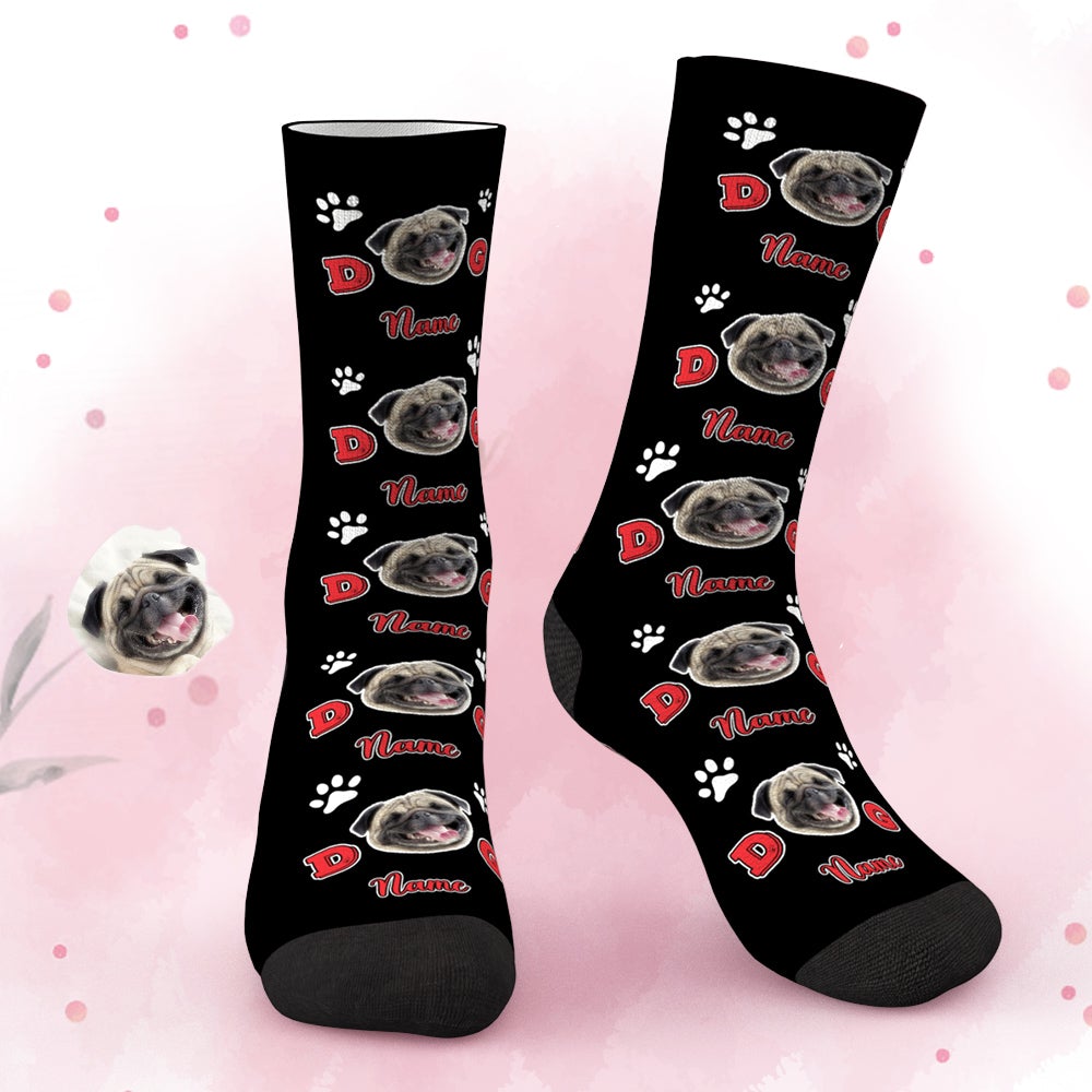 Custom Dog Face & Name Socks Personalised Dog Lover Socks