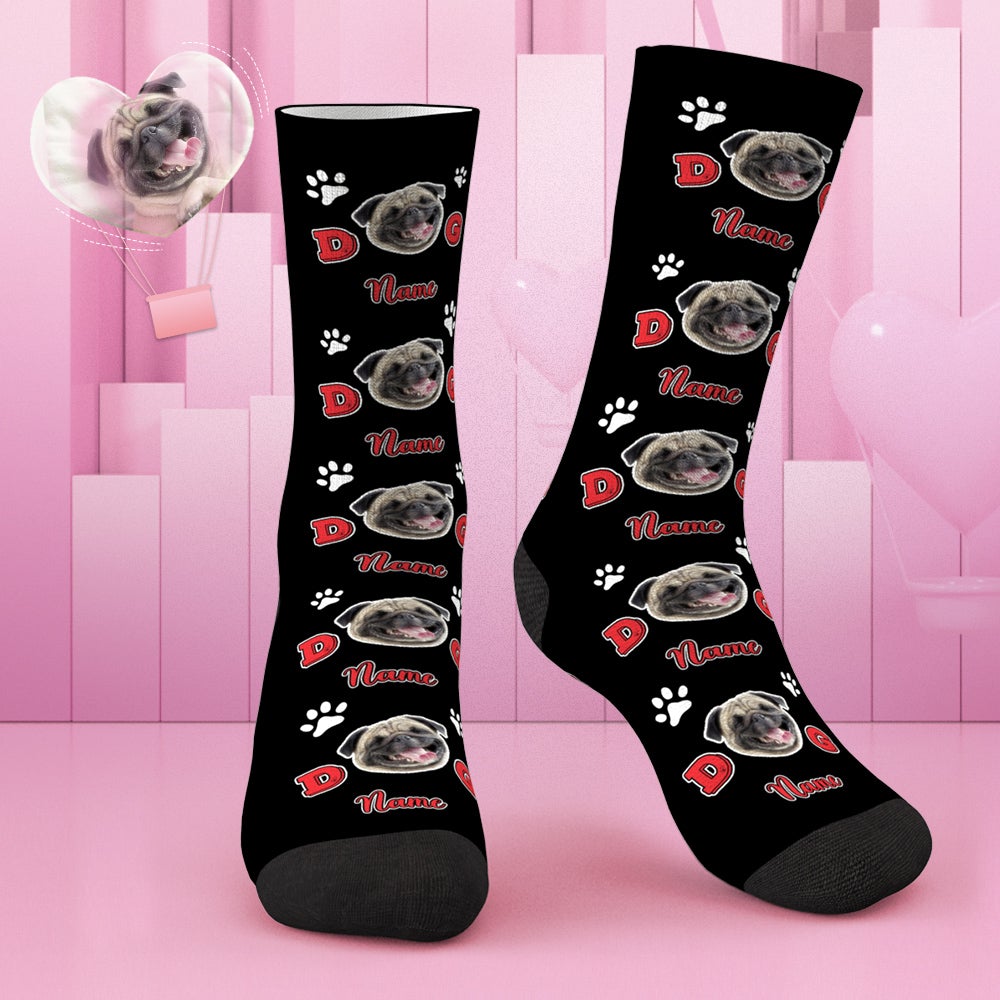 Custom Dog Face & Name Socks Personalised Dog Lover Socks