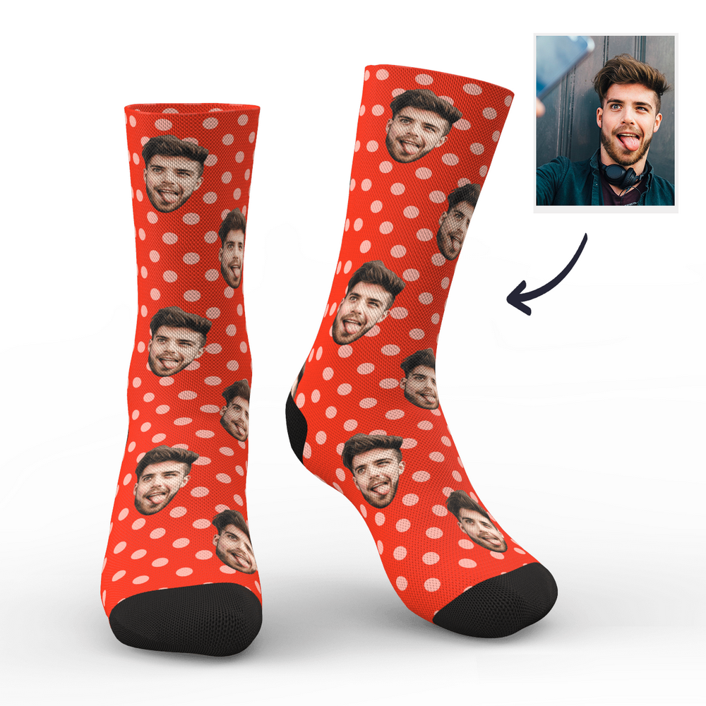 Custom Polka Dot Photo Socks - MyPhotoBoxerUk