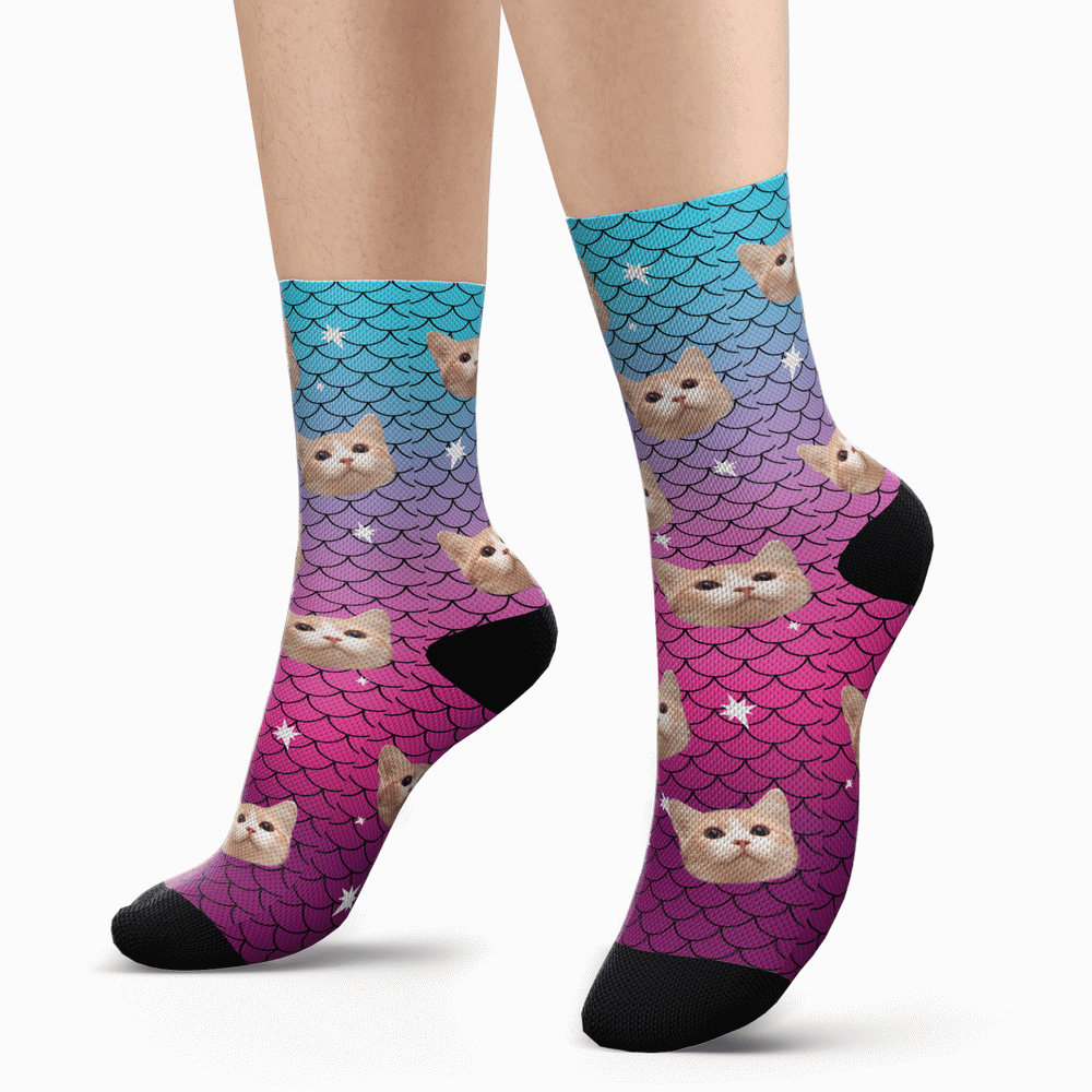 Custom Cute Mermaid Photo Socks - MyPhotoBoxerUk