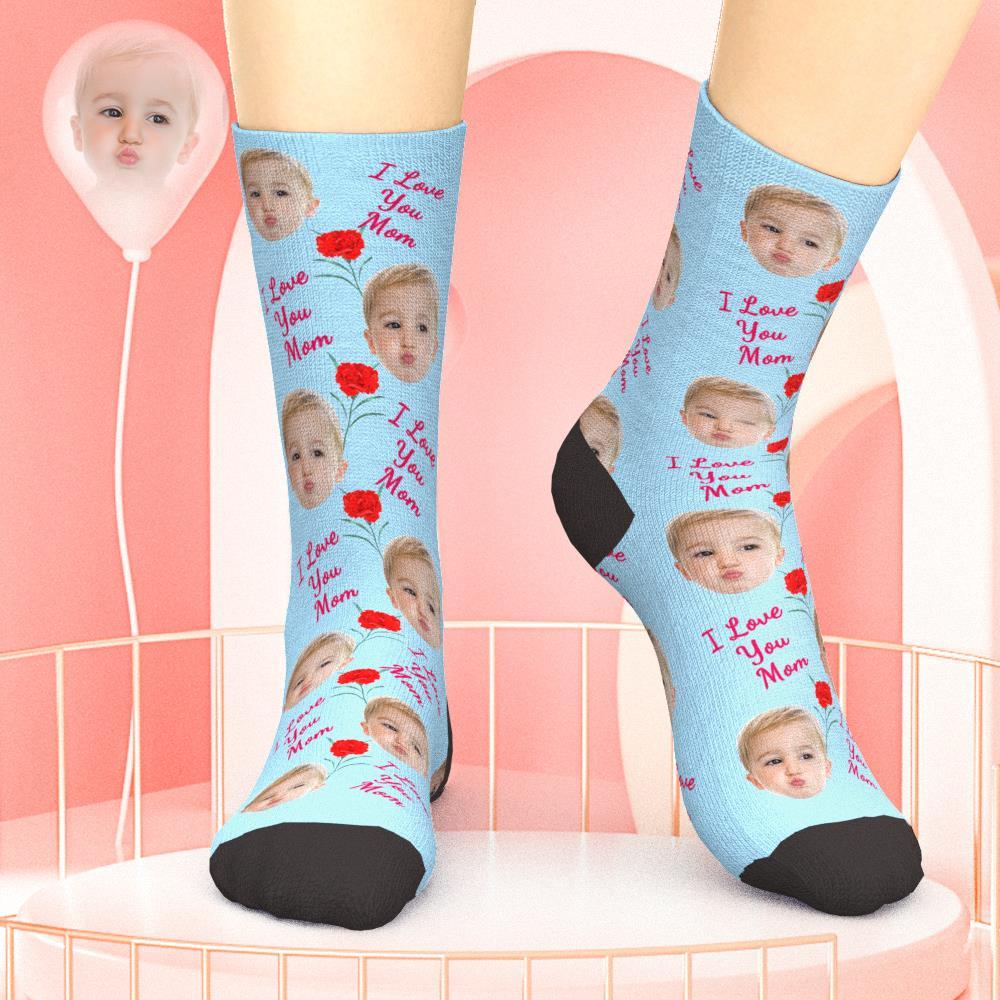 Custom Face Socks I Love You Mom Socks